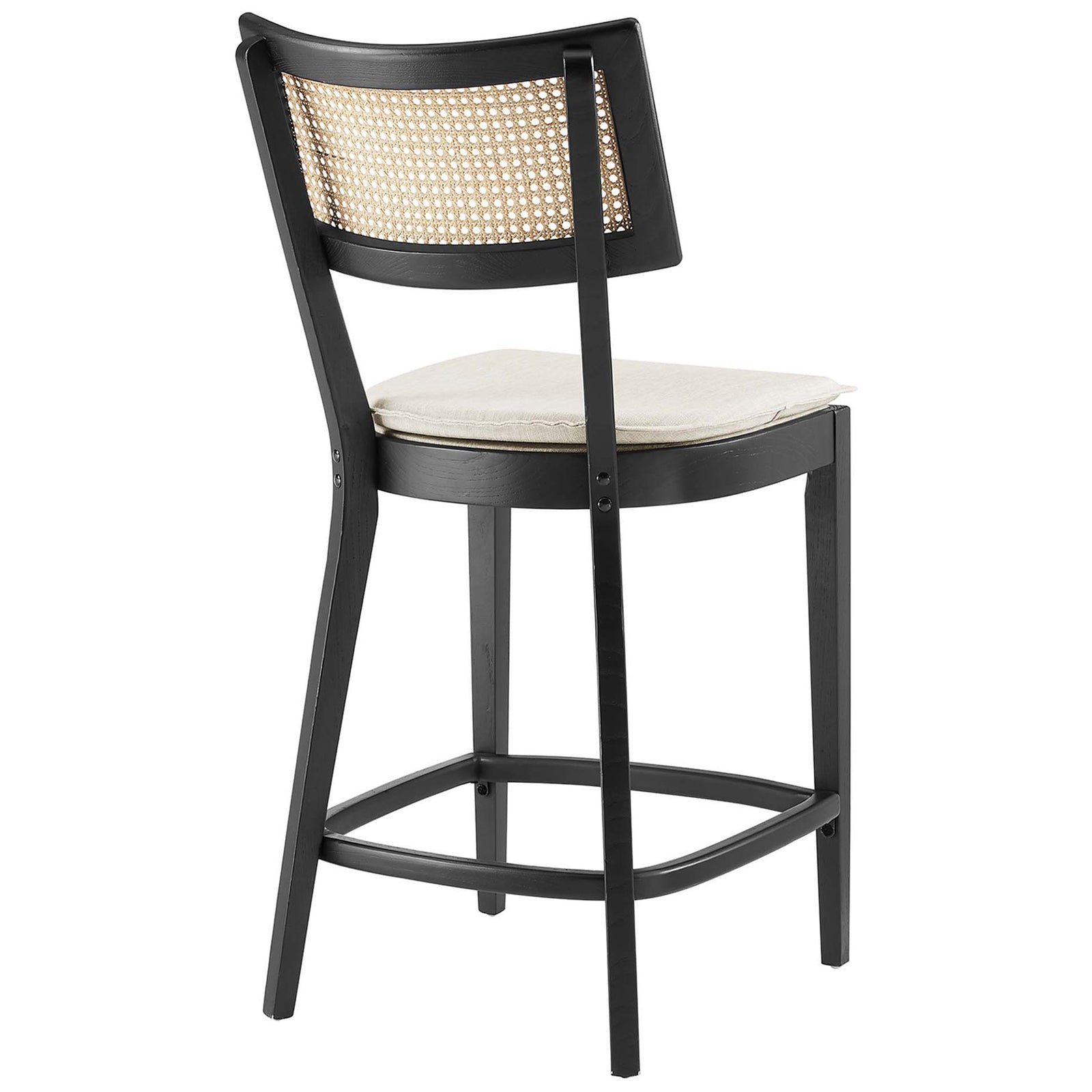 Open cane back framed in black wood adds texture and lightness || EEI-6821-BLK-BEI || back_angle_studio