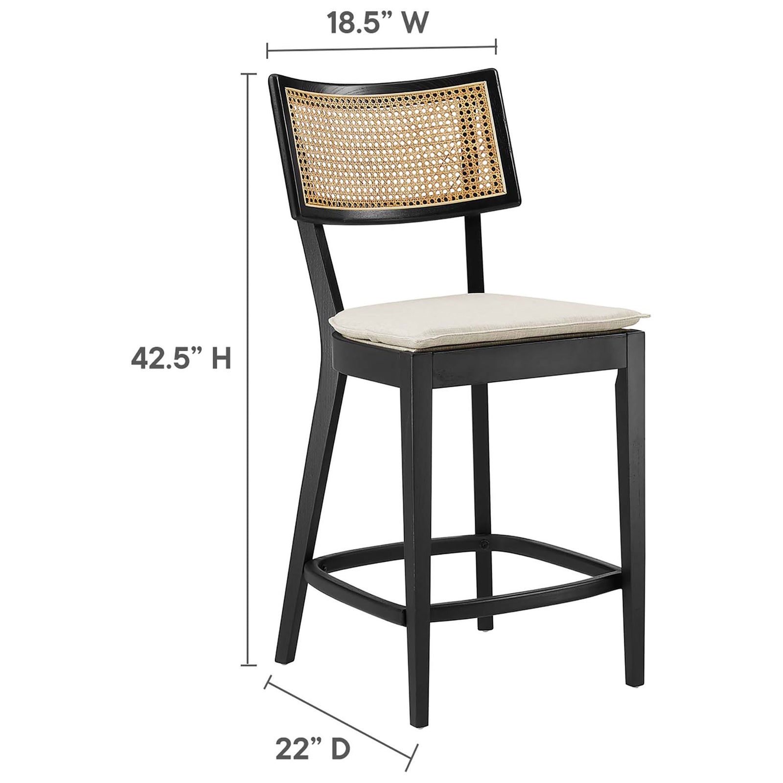 Proportioned for counter-height seating with a comfortably cushioned perch || EEI-6821-BLK-BEI || dimension_studio