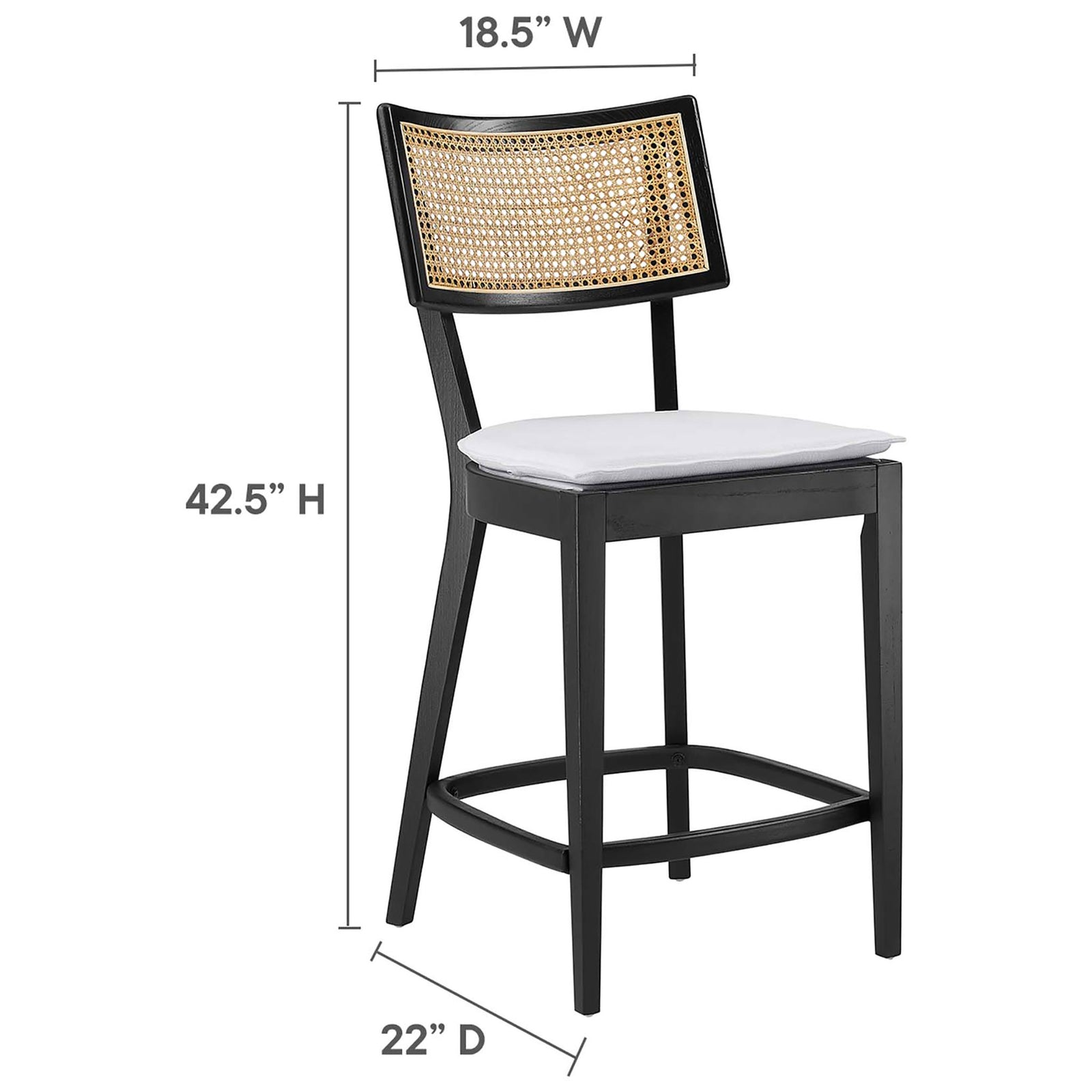 Compact counter stool proportions fit seamlessly at kitchen islands || EEI-6821-BLK-WHI || dimension_studio