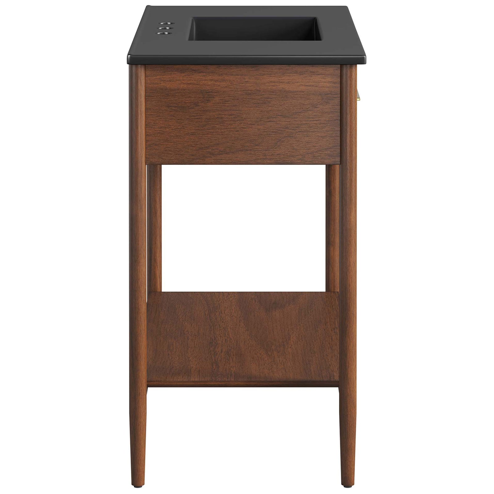 Slim, tapered legs and rich wood grain bring a refined, mid-century look || EEI-6823-WAL-BLK || side_studio