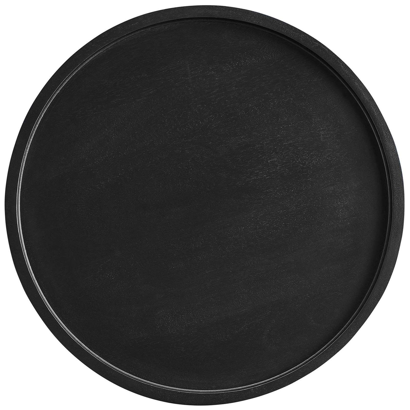 Top view of the black mango wood tray tabletop with smooth grain and raised rim || EEI-6830-BLK || top_studio