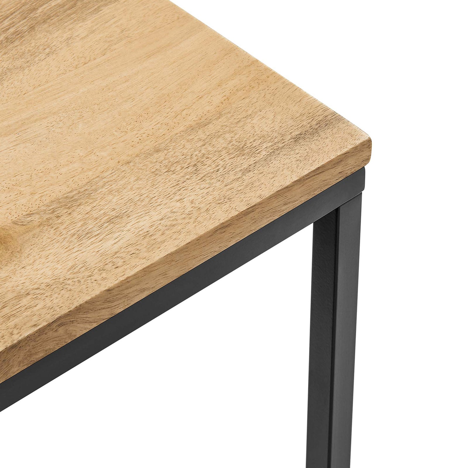 Oak mango wood top meets matte black metal frame for a refined industrial look || EEI-6833-OAK || detail_studio