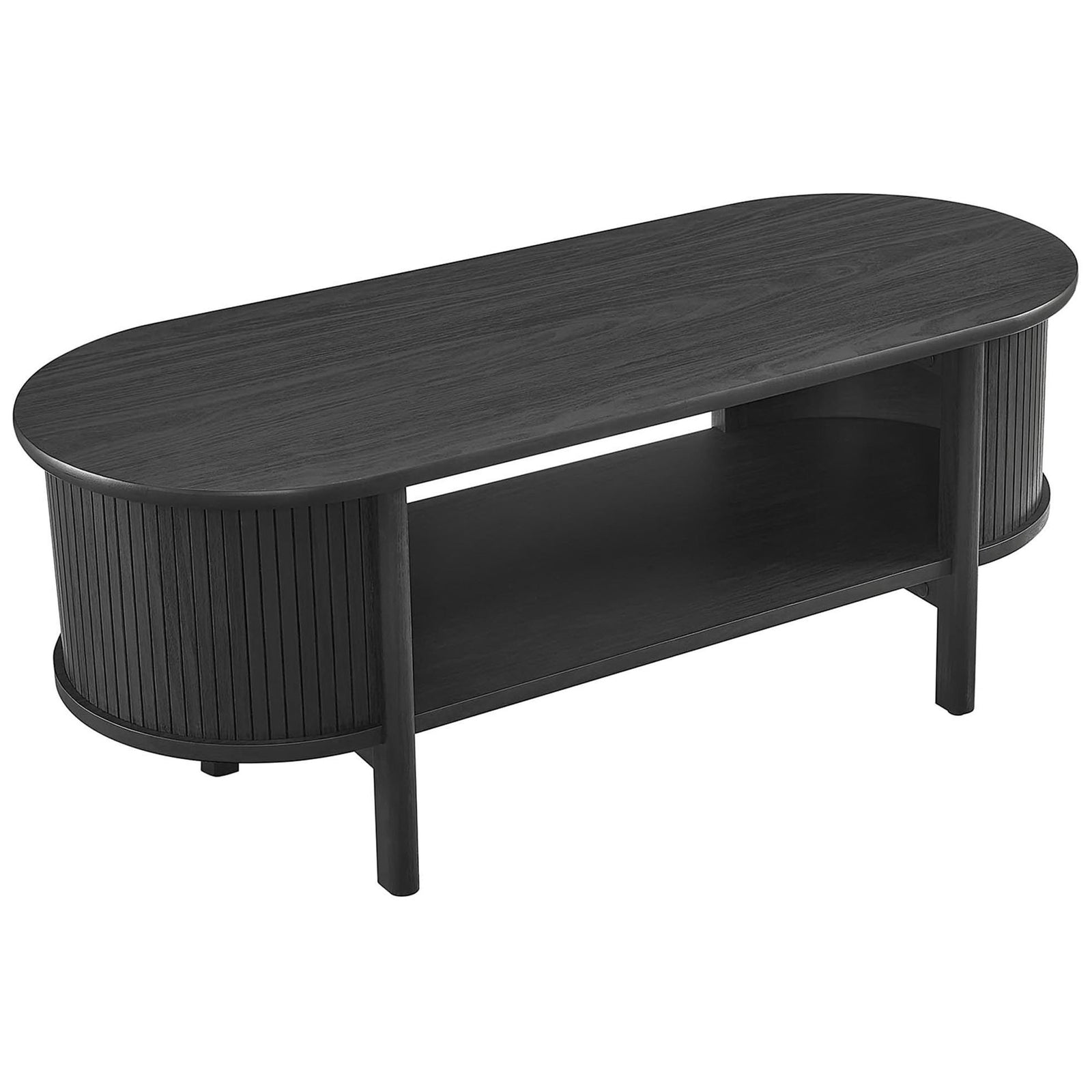 Textured fluted panels and smooth wood grain create a bold, modern silhouette with everyday practicality. || EEI-6837-BLK || front_angle_studio
