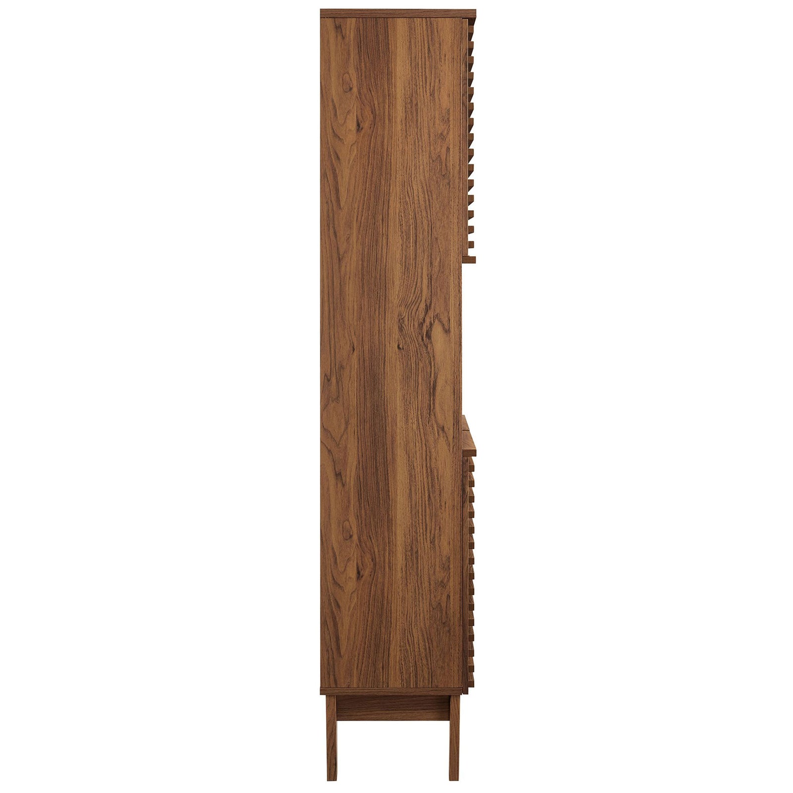 Slim profile with rich walnut grain and tapered legs that elevate the silhouette || EEI-6852-WAL || side_studio