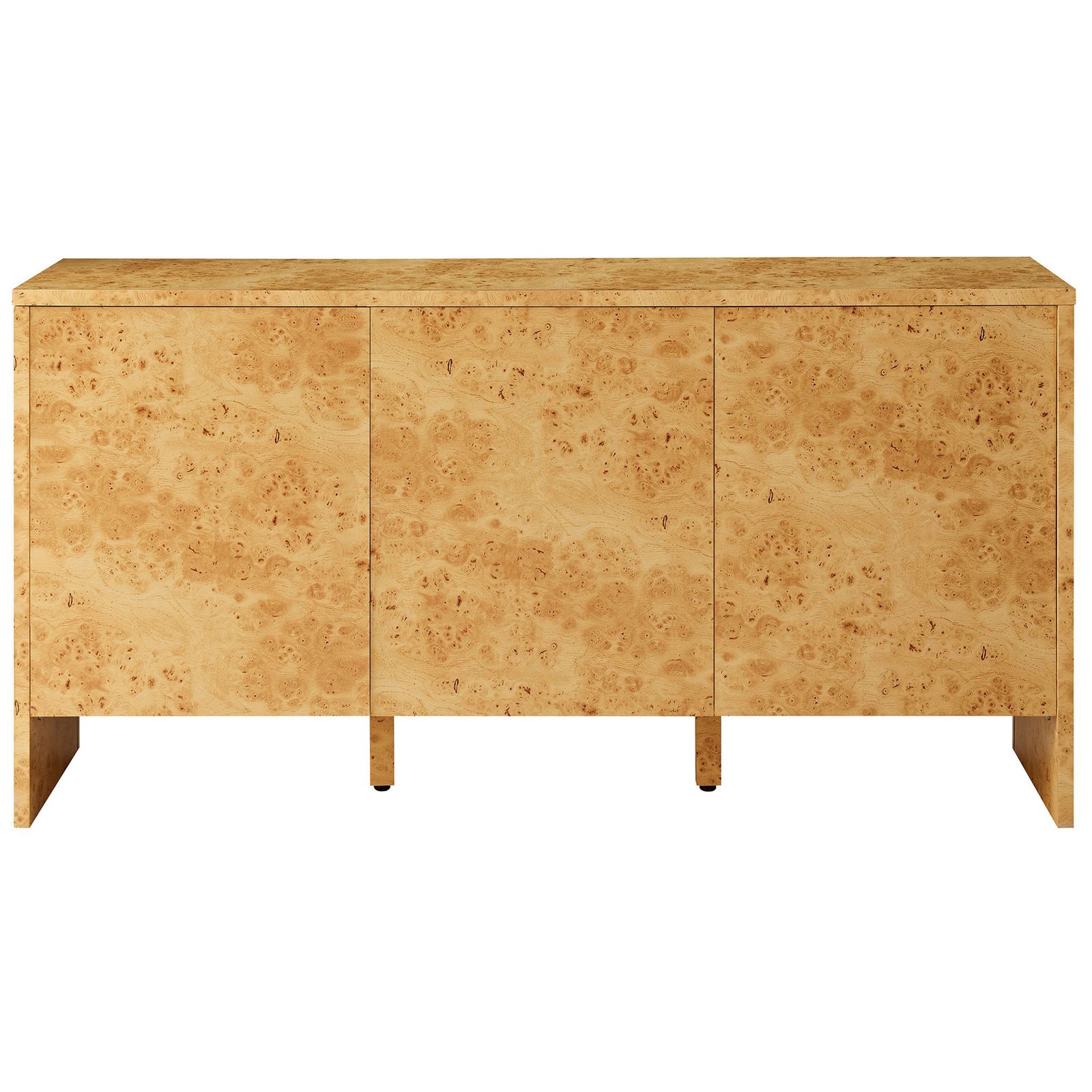 Hudson 60 inch burl wood sideboard with three paneled doors and recessed leg base || EEI-6860-BUR || front_studio