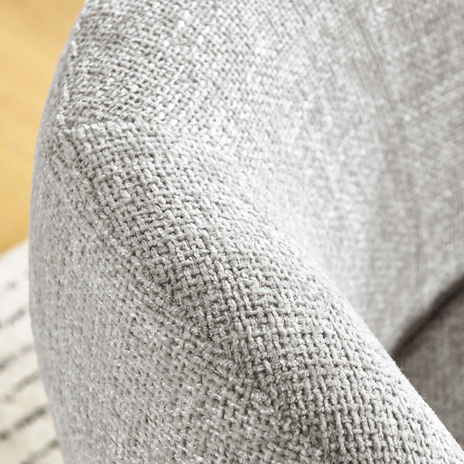 Textured chenille upholstery in soft dove gray with tactile, woven detail. || EEI-6863-DOV || detail_room