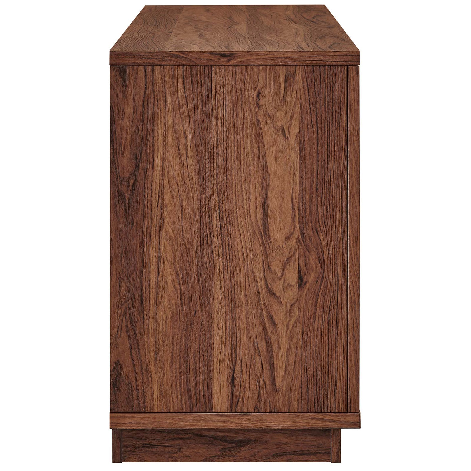 Capri TV console with rich walnut side panels and a smooth, streamlined silhouette || EEI-6865-WAL || side_studio
