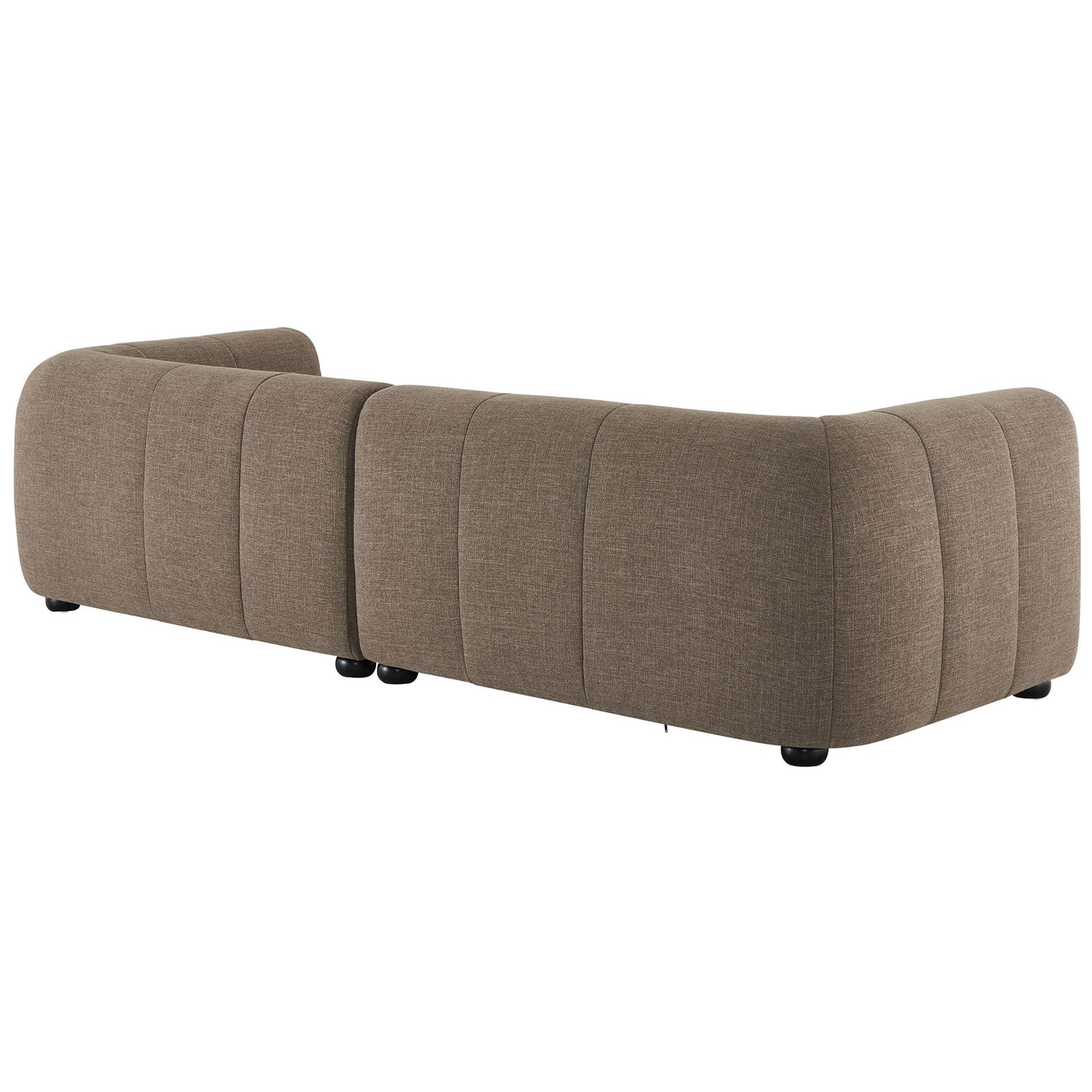 Back of the Liana right-facing mocha sectional highlights smooth curvature and clean tailoring || EEI-6869-MOC || back_angle_studio