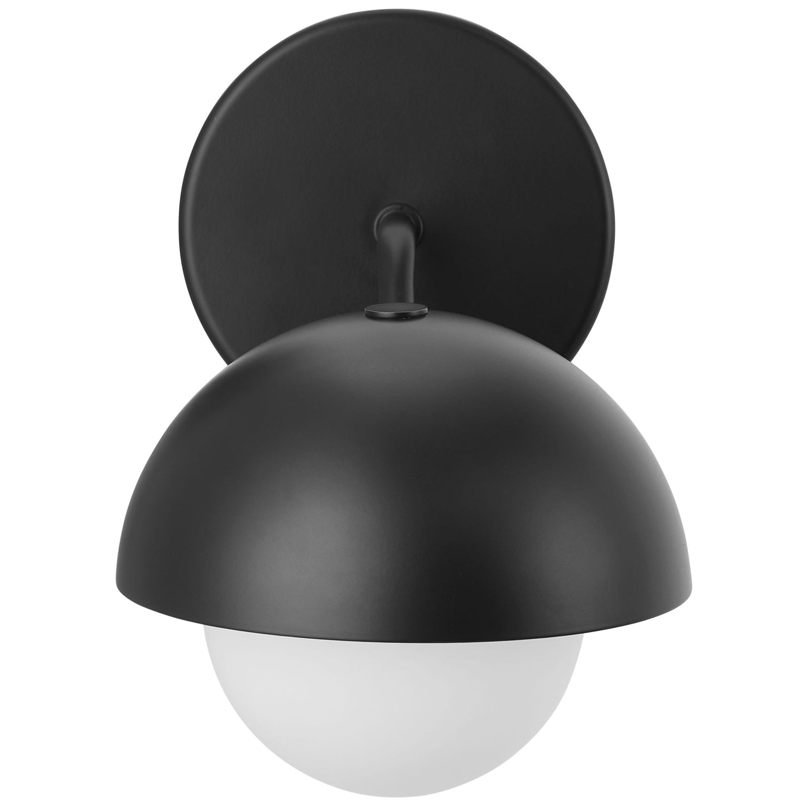 Black dome wall sconce with opal glass globe brings modern contrast to your lighting || EEI-6871-BLK || front_studio
