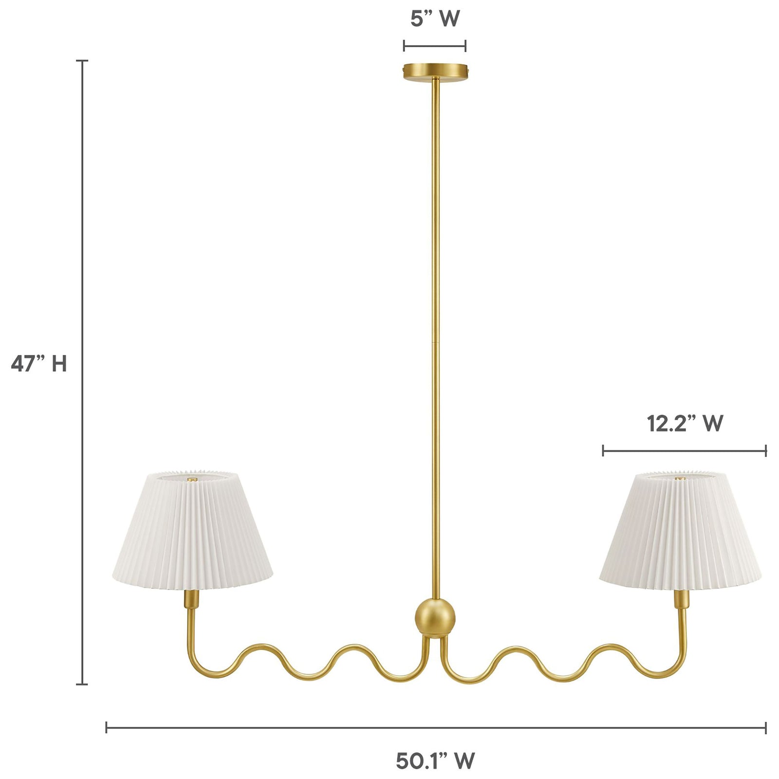 Wide 2-light pendant spans 50.1 inches with 47 inch drop and 5 inch canopy || EEI-6874-BRA || dimension_studio