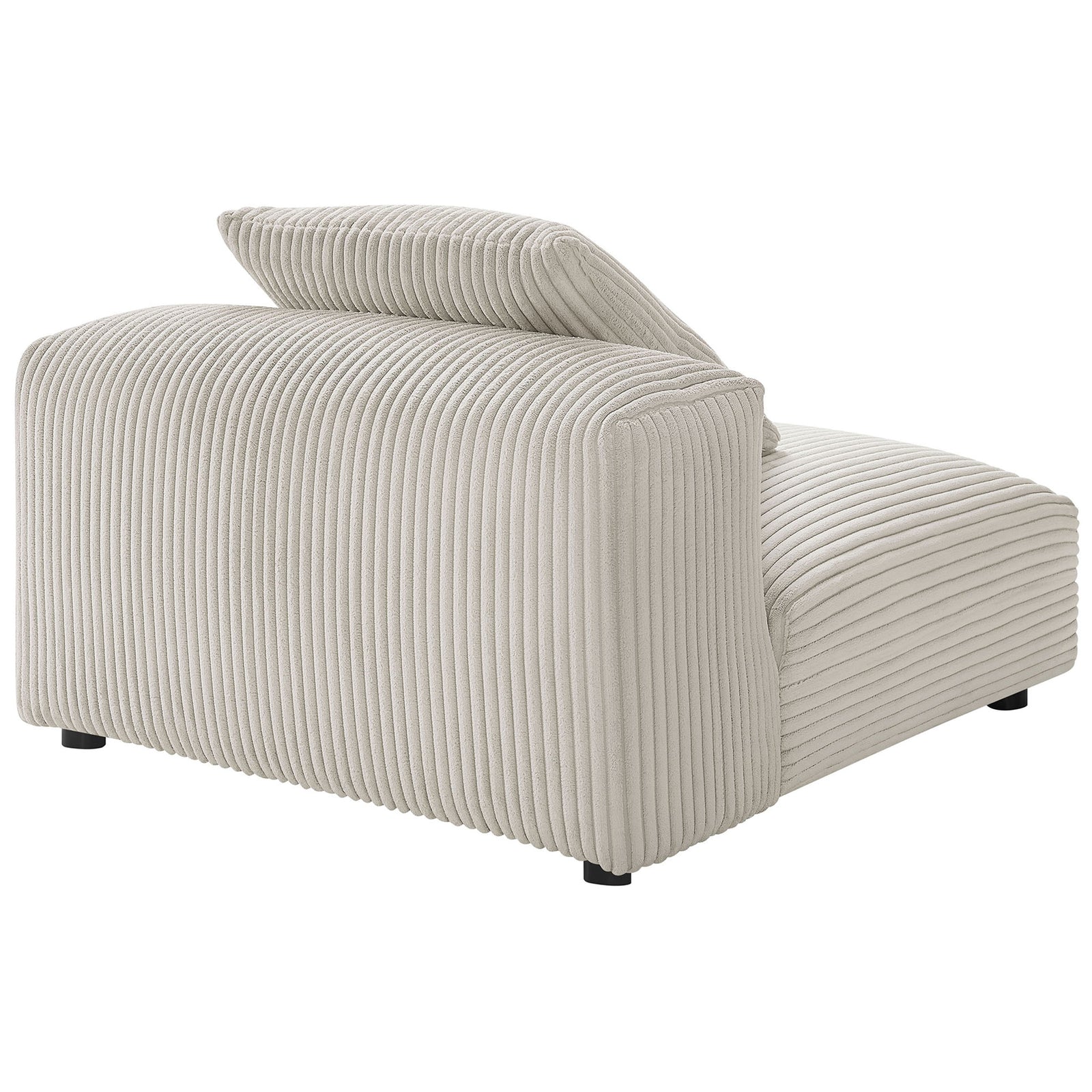 Sculpted backrest and softly rounded edges wrapped in thick-ribbed corduroy || EEI-6884-ALM || back_angle_studio