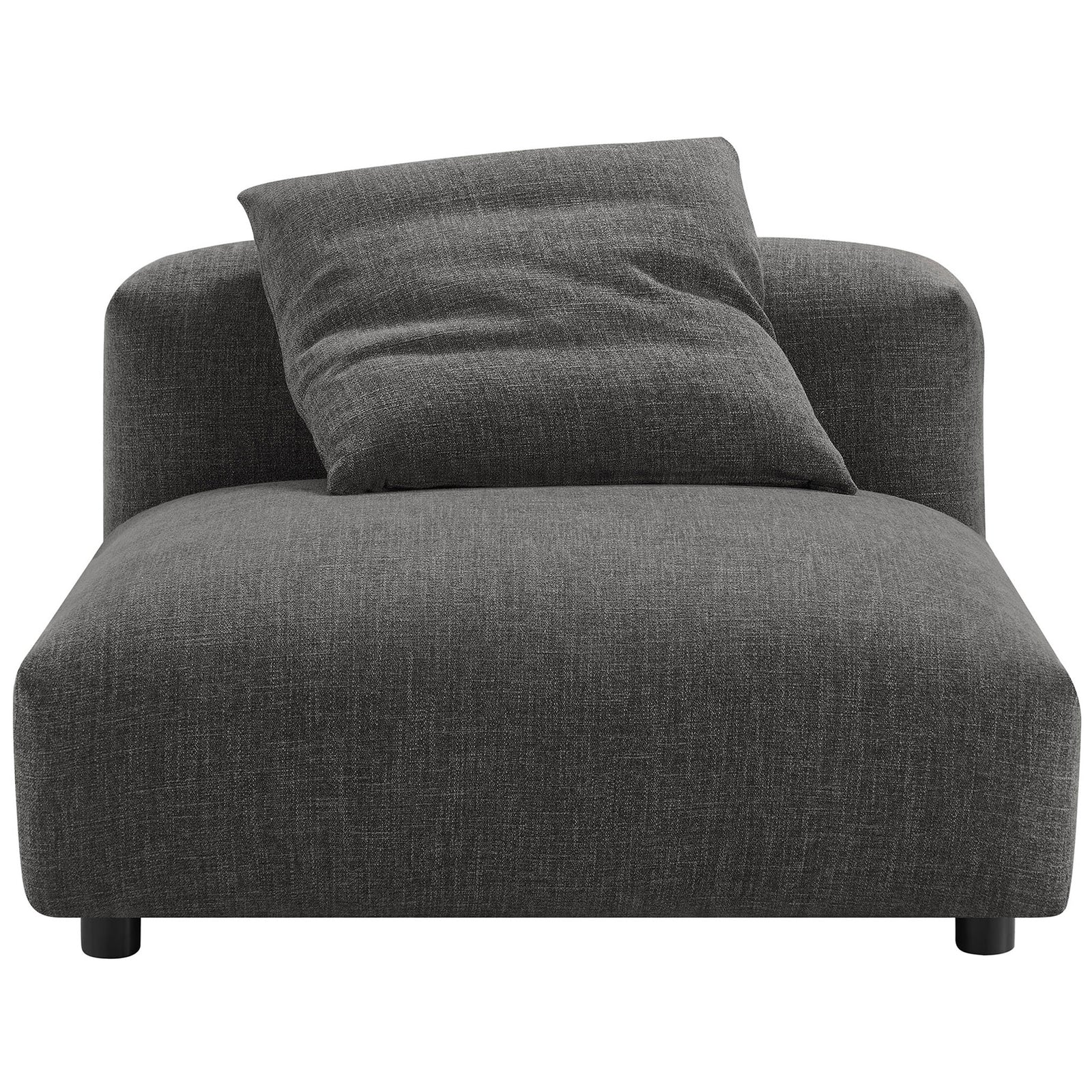 Oversized charcoal armless chair with plush cushioning and matching pillow for effortless lounge comfort || EEI-6885-CHA || front_studio