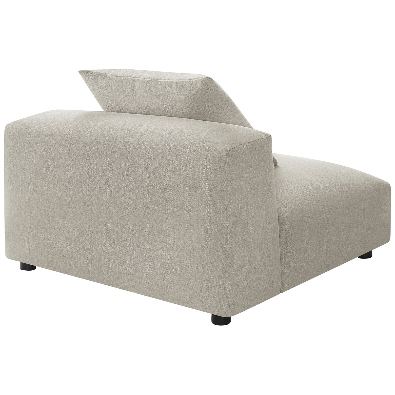 Clean-lined back with rounded corners, textured woven upholstery, and discreet black feet || EEI-6885-LIN || back_angle_studio