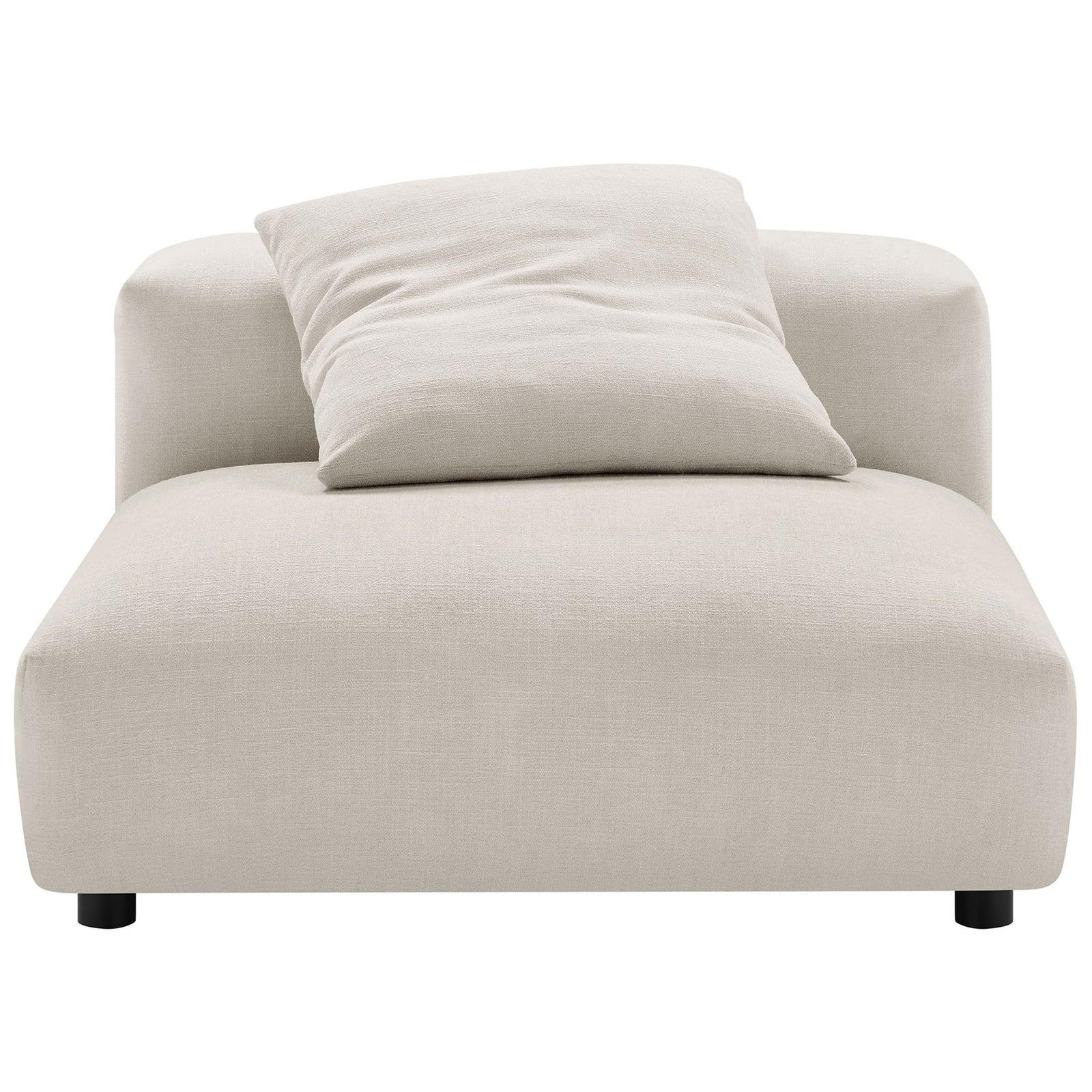 Oversized armless lounge chair in textured salt fabric with plush seat and coordinating accent pillow. || EEI-6885-SAL || front_studio