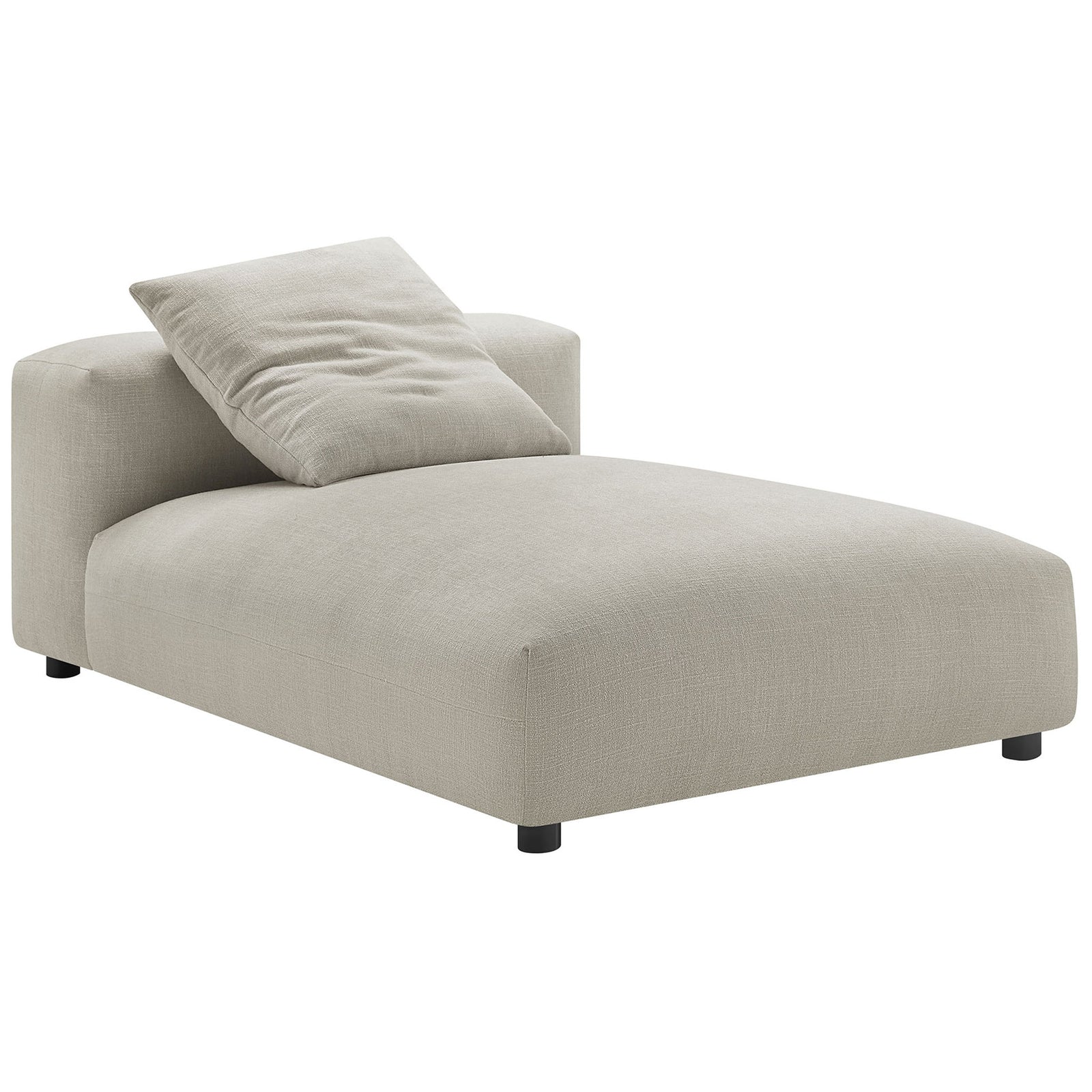 Modern linen chaise with plush cushioning and a cozy pillow for relaxed lounging || EEI-6887-LIN || front_angle_studio