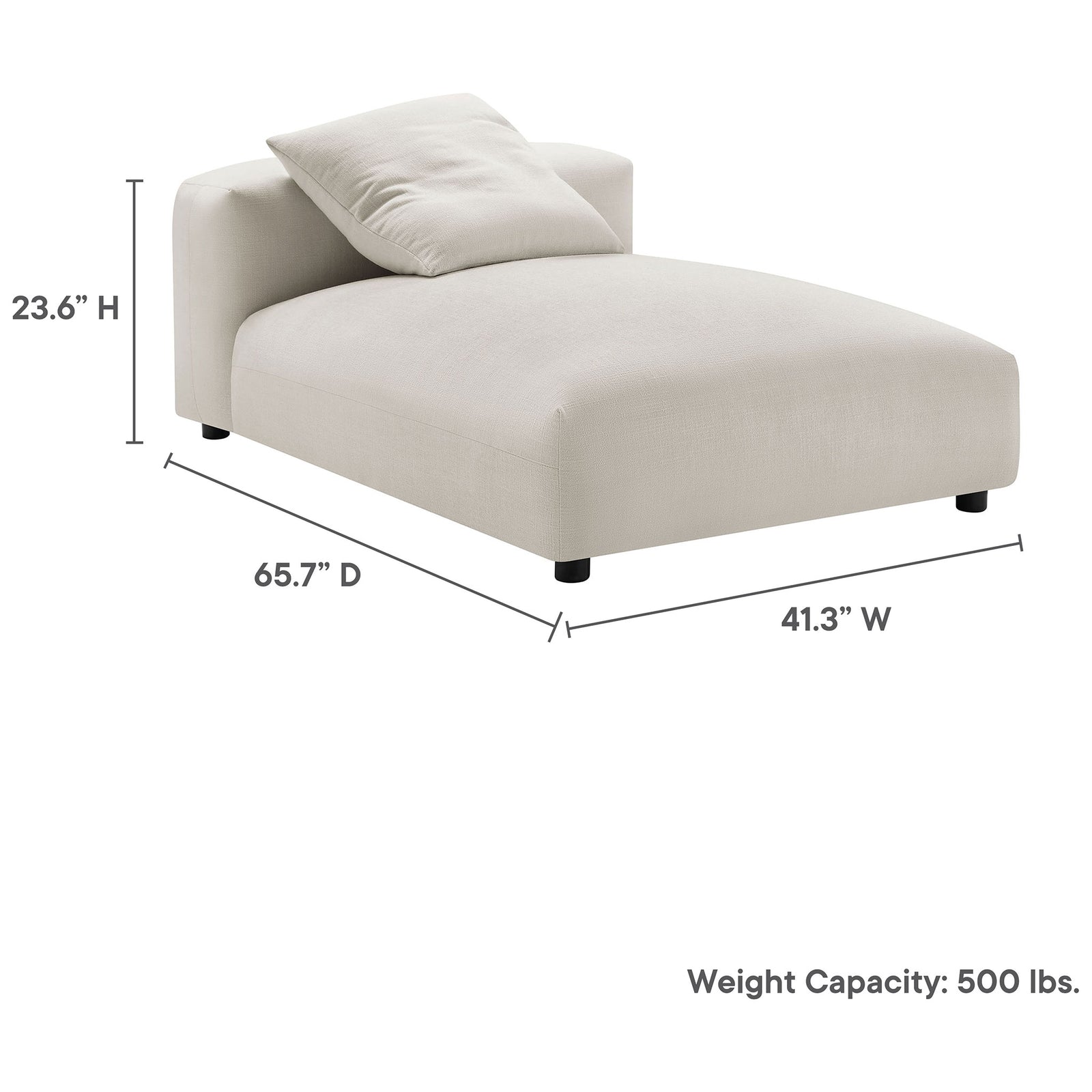 Generous chaise proportions offer spacious lounging with 500 lb weight capacity. || EEI-6887-SAL || dimension_studio
