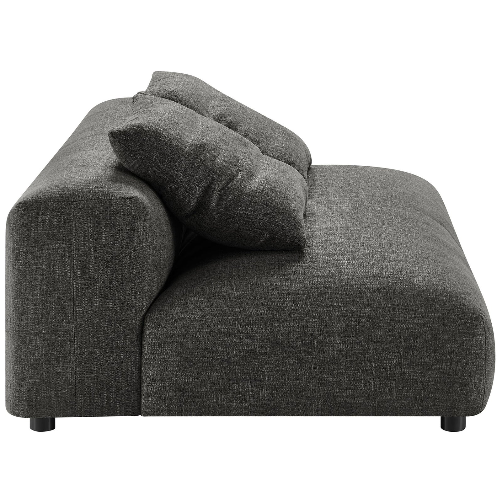 Charcoal modular loveseat with extra-thick seat cushion and gently rounded back profile. || EEI-6891-CHA || side_studio