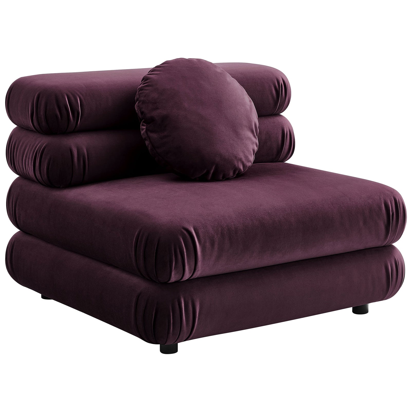 Plush retro silhouette with rounded tiers and a soft 18-inch round pillow for cozy, lounge-ready comfort || EEI-6896-MUL || front_angle_studio