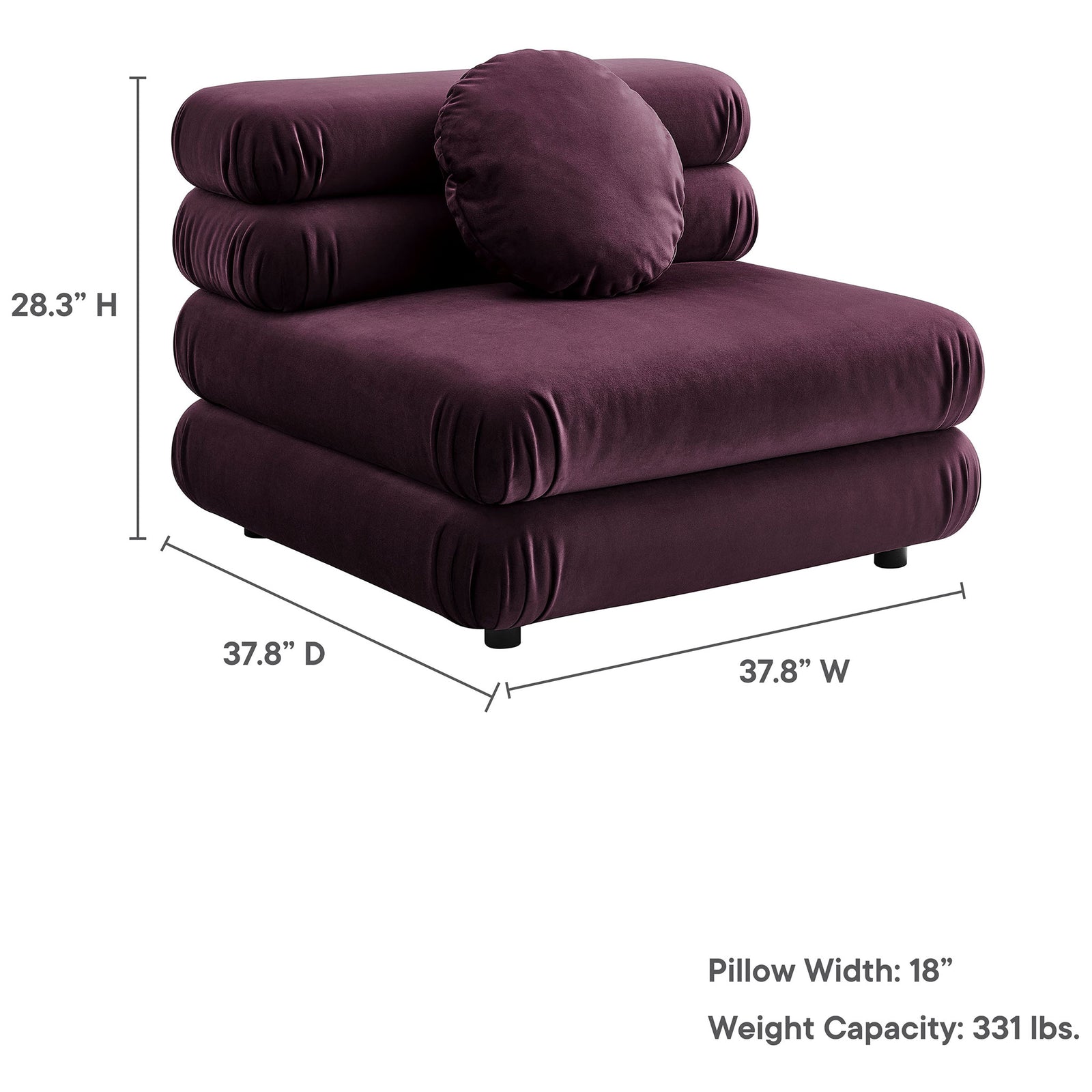 Generous proportions for lounging, with wide seat and supportive 28.3-inch high profile || EEI-6896-MUL || dimension_studio