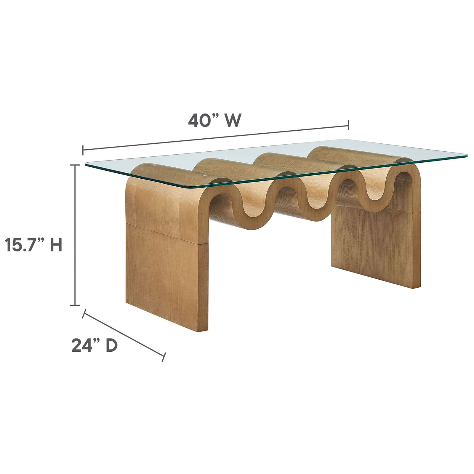 Scaled to fit at 40 inches wide with a low 15.7 inch height and 24 inch depth || EEI-6900-NAT || dimension_studio