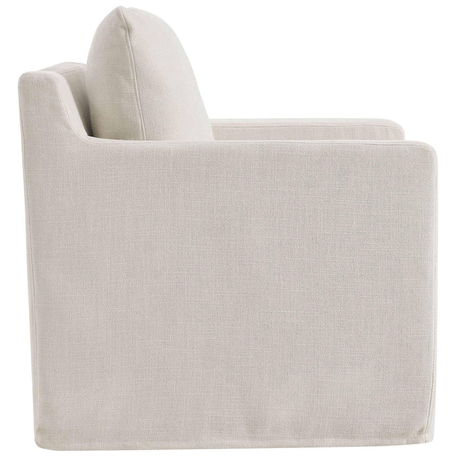 Streamlined track arms and smooth slipcover give this swivel chair a crisp, modern profile || EEI-6910-SAL || side_studio