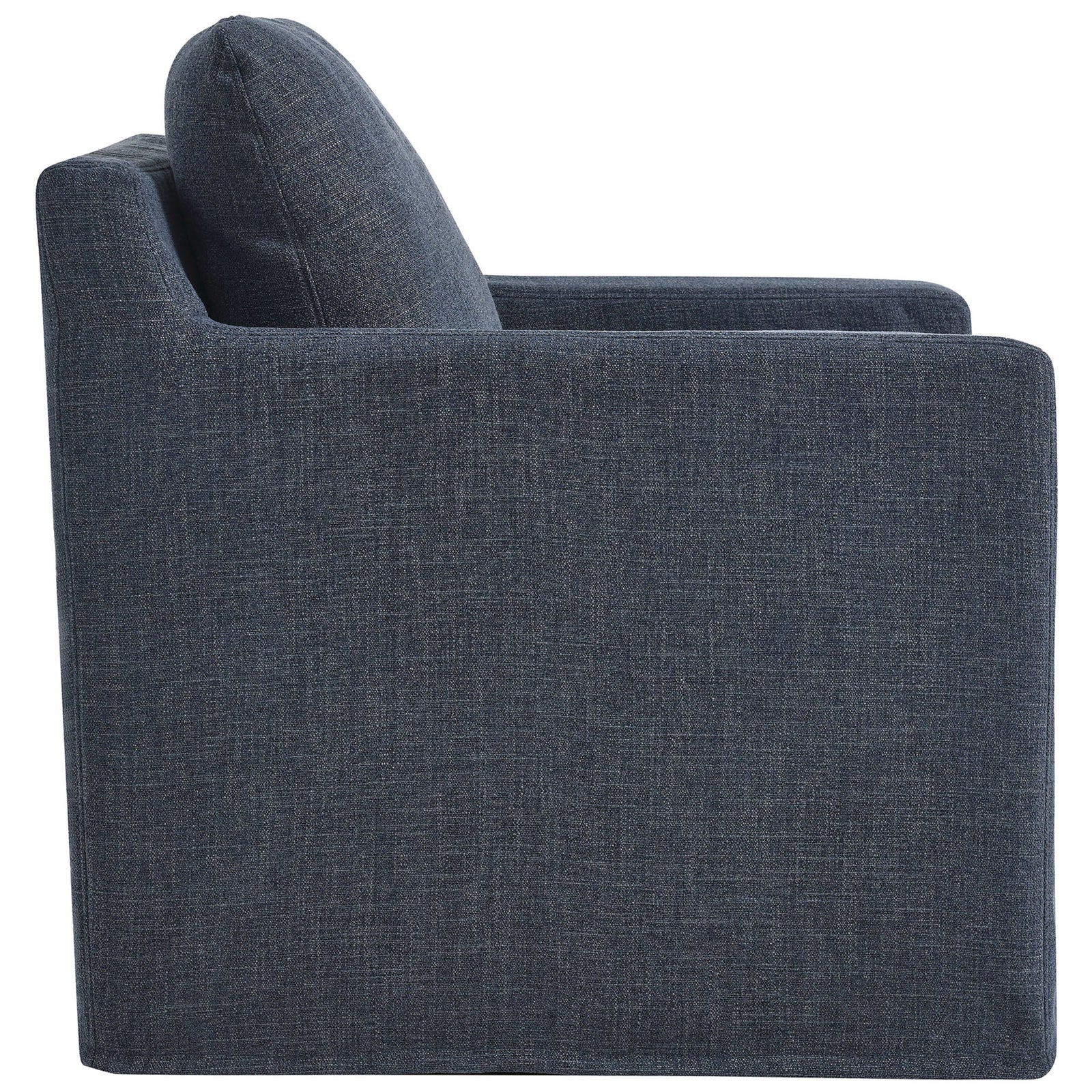 Slim track arms and floor-length skirt give this slate blue chair a clean, modern profile || EEI-6910-SLB || side_studio