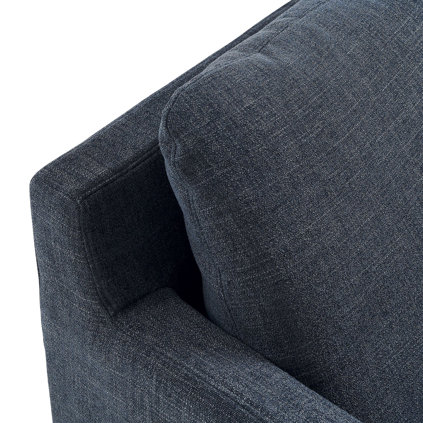 Heathered slate blue fabric and plush back cushion with tailored seam detail || EEI-6910-SLB || detail_studio