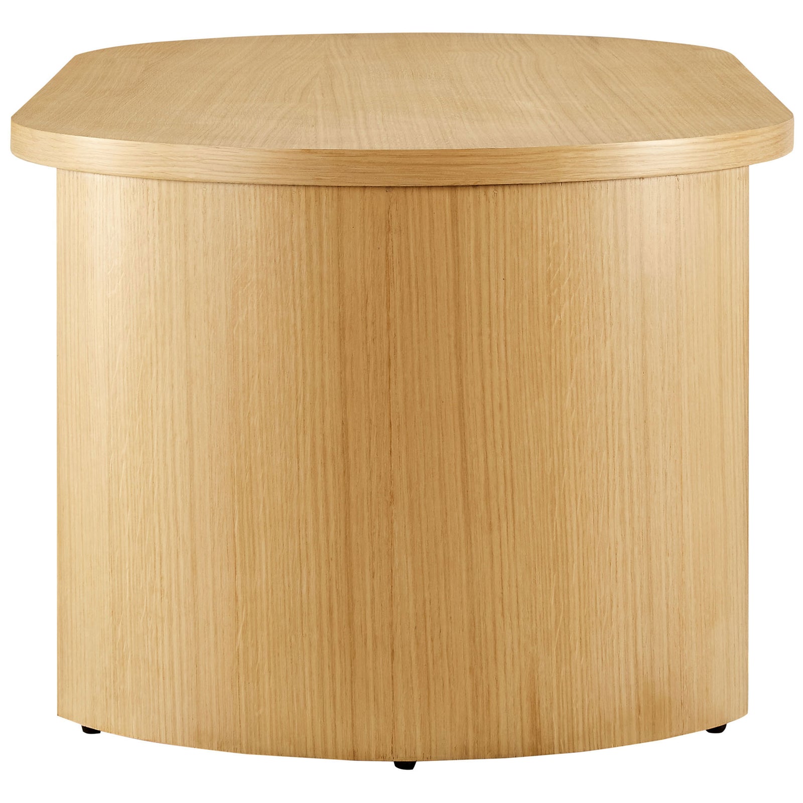Curved end panel accentuates the table's graceful oval form || EEI-6911-OAK || side_studio