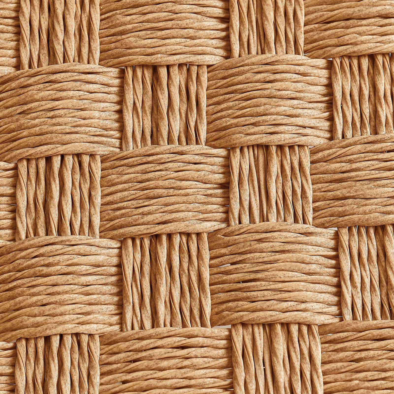 Detailed view of tightly woven synthetic rattan strands creating a durable, all-weather surface || EEI-6926-NAT || swatch_studio
