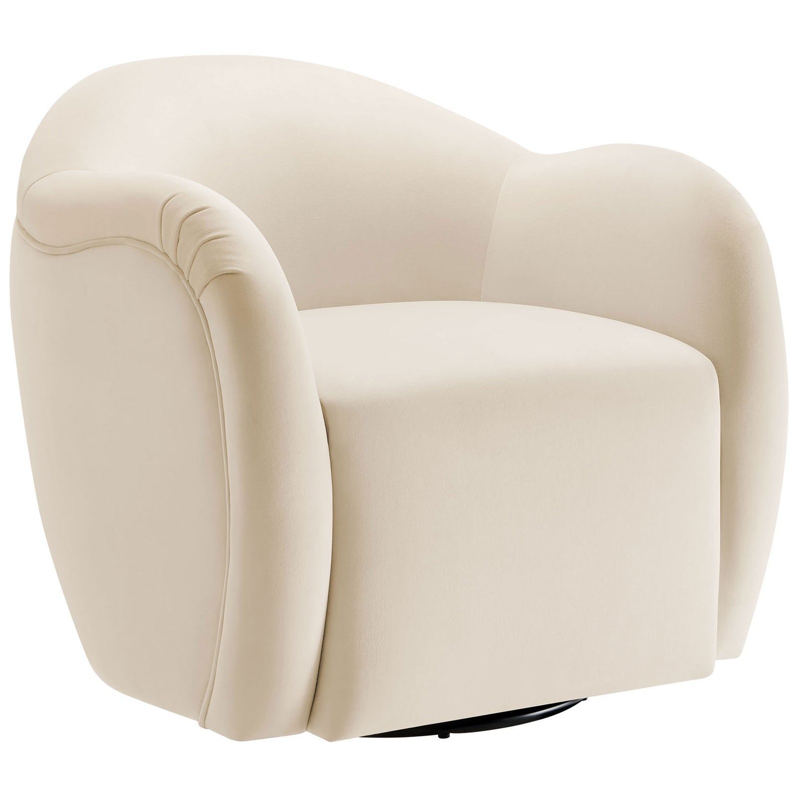 Sculpted armchair with soft curves, contour stitching, and smooth performance velvet upholstery. || EEI-6959-ALA || front_angle_studio