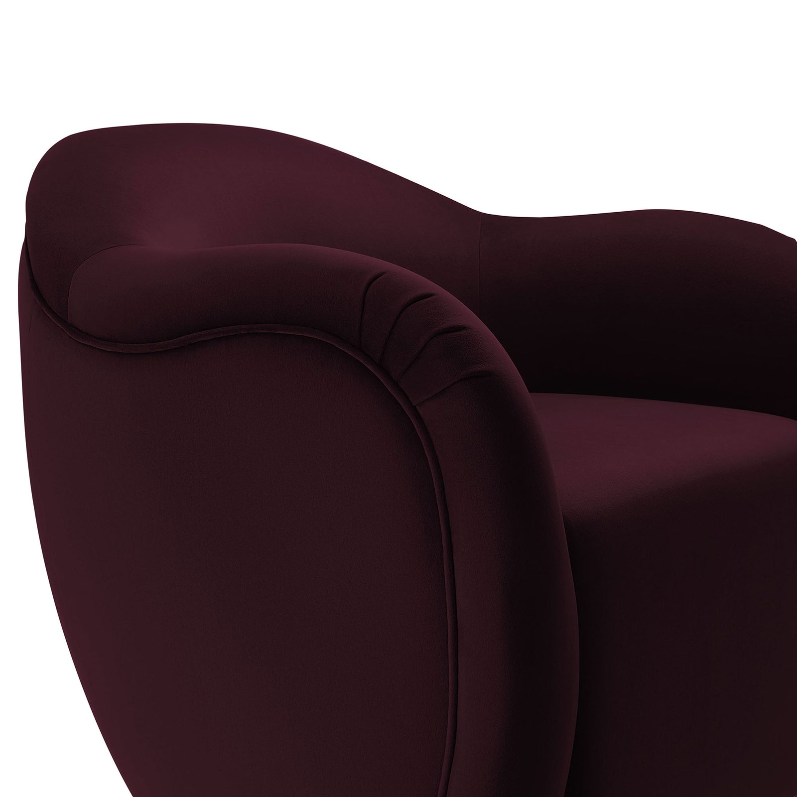 Velvet upholstery with refined contour stitching along the arm. || EEI-6959-MUL || detail_studio