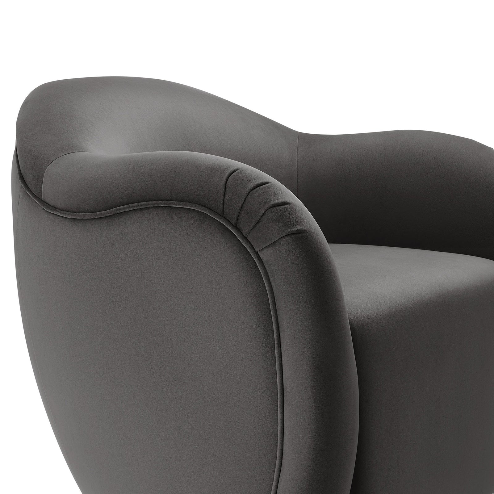 Subtle contour stitching and smooth velvet texture along the rounded arm || EEI-6959-STG || detail_studio