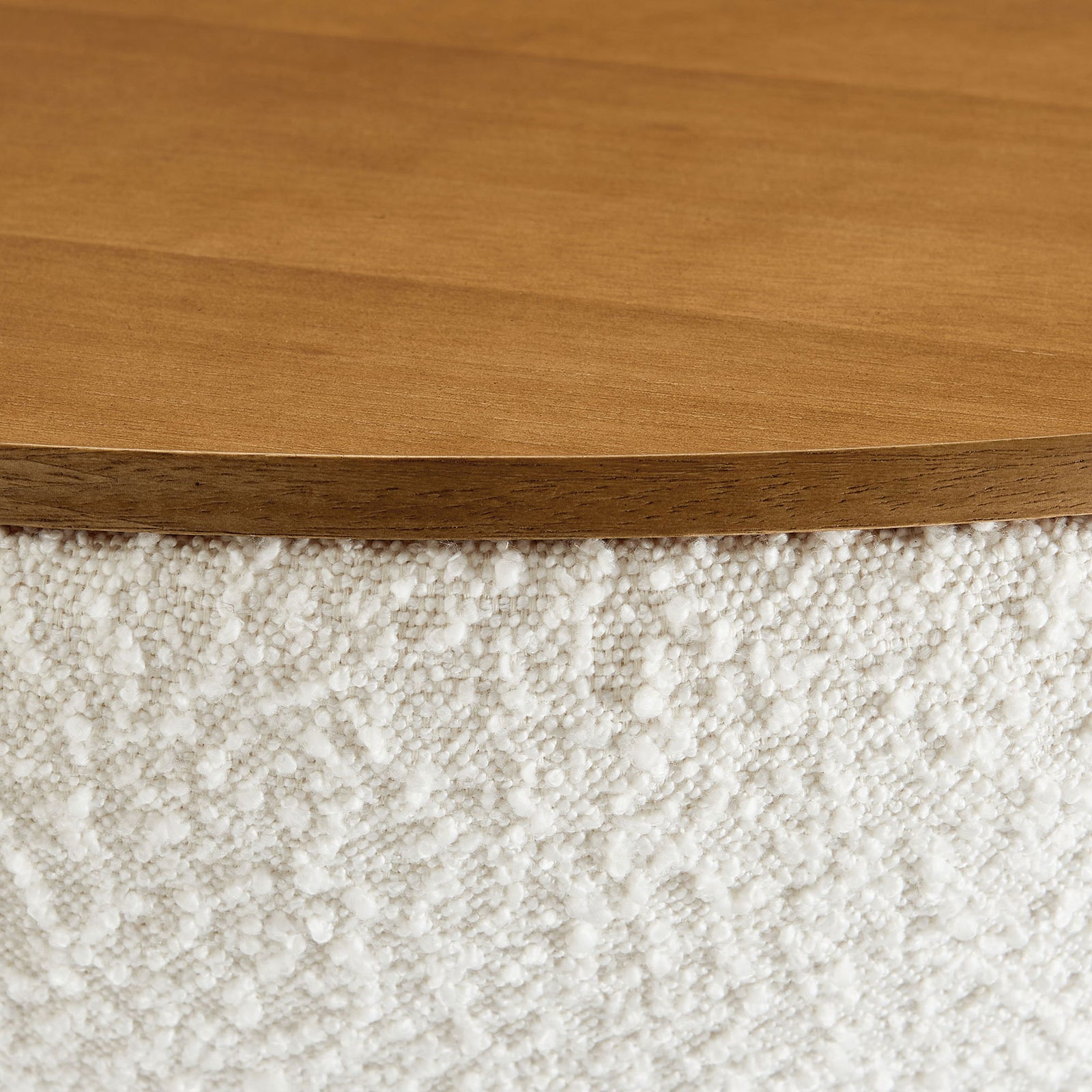 Warm wood grain pairs with cozy boucle texture for an inviting, elevated finish || EEI-6964-NAT-IVO || detail_studio