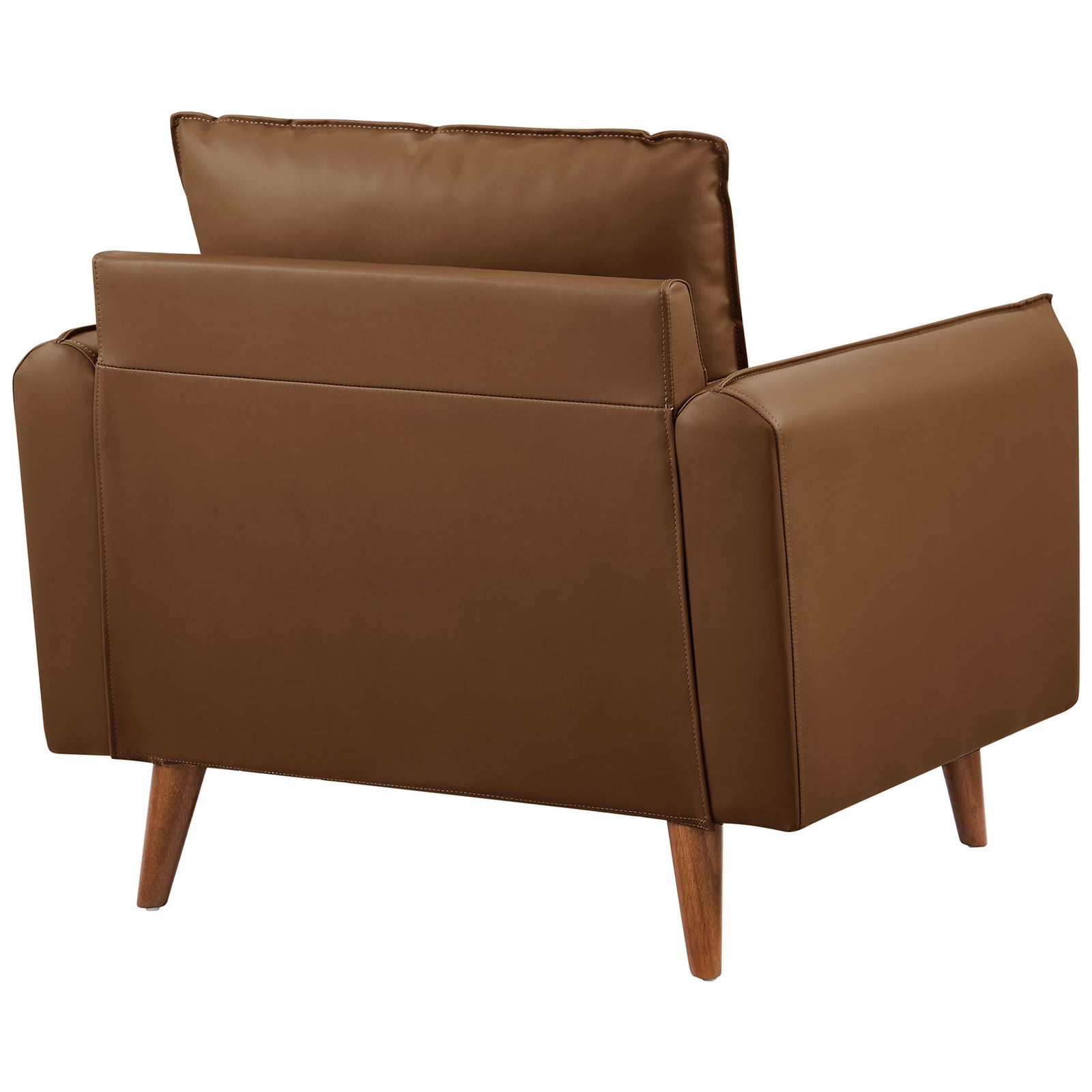 Tailored backrest and smooth vegan leather upholstery with neat piping || EEI-6973-BRN || back_angle_studio