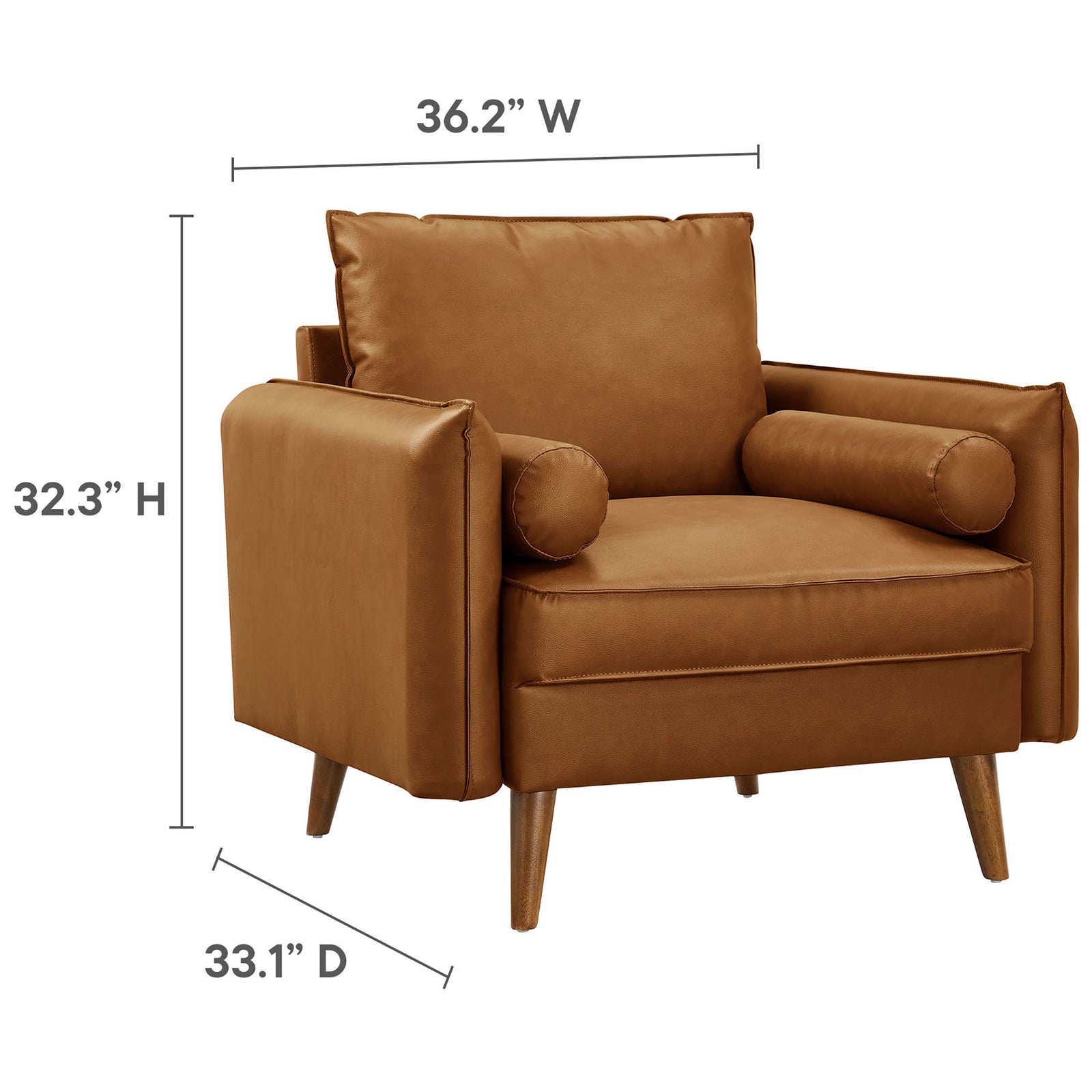 Dimensions shown: 36.2 in W x 33.1 in D x 32.3 in H for easy room planning. || EEI-6973-TAN || dimension_studio
