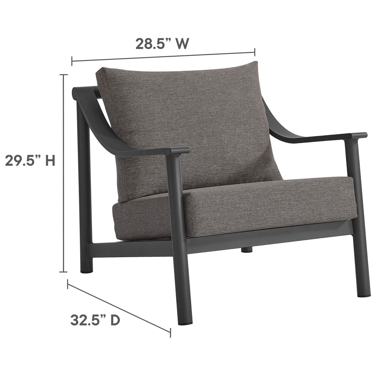 Spacious outdoor armchair with deep cushioned seat and generous dimensions ideal for lounging on the patio || EEI-6976-CAR-GPH || dimension_studio