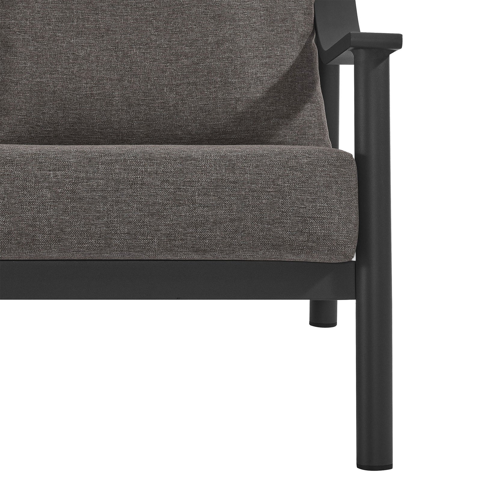 Thick, textured seat cushion and sturdy charcoal aluminum frame create inviting outdoor support || EEI-6977-CAR-GPH || detail_studio