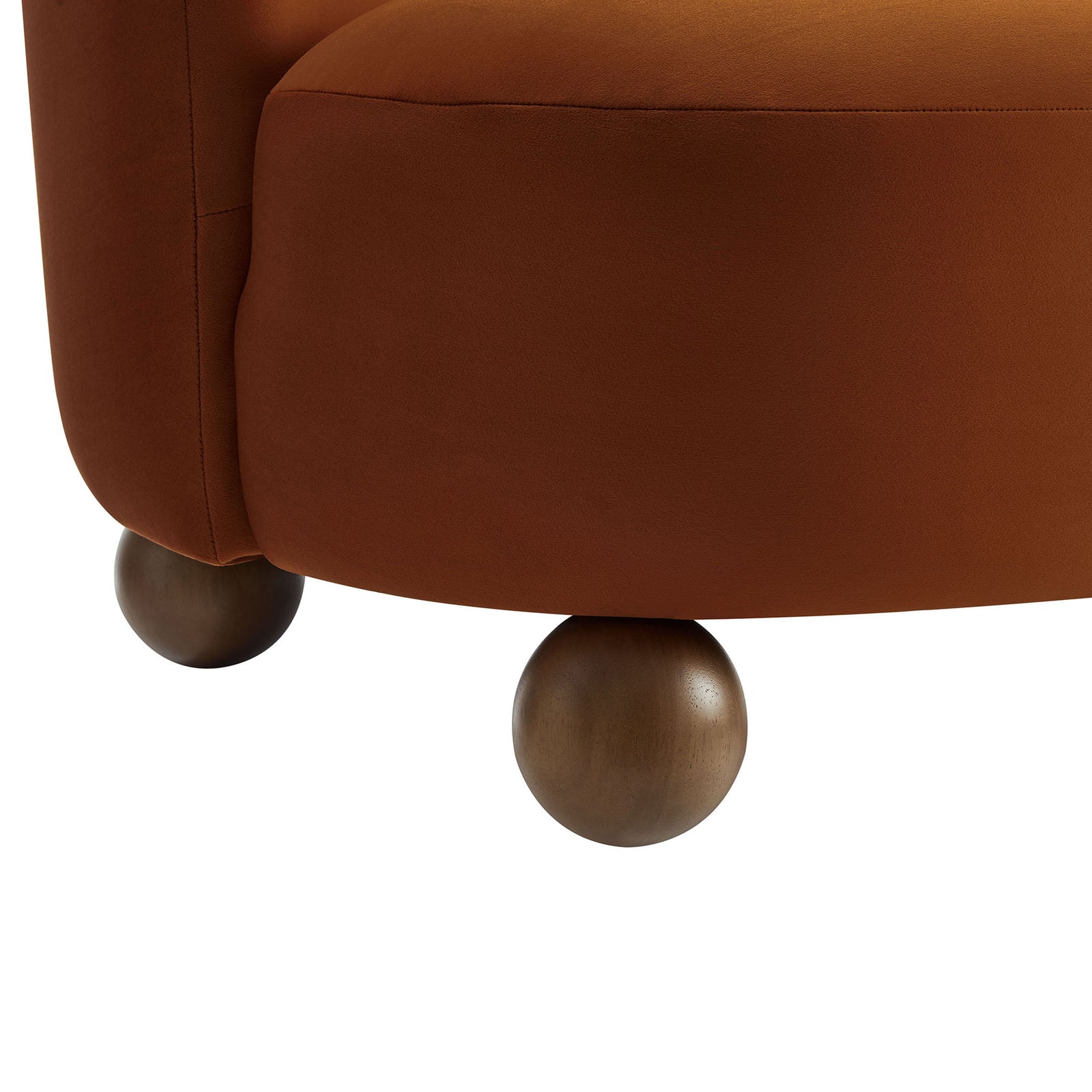 Rounded walnut ball feet add playful mid-century character and stable support || EEI-6990-RUS-WAL || leg_studio