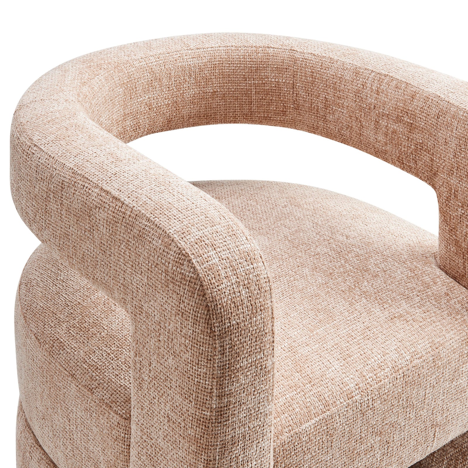 Soft chenille texture and rounded arm contour for a cozy, refined feel. || EEI-6991-BLS || detail_studio
