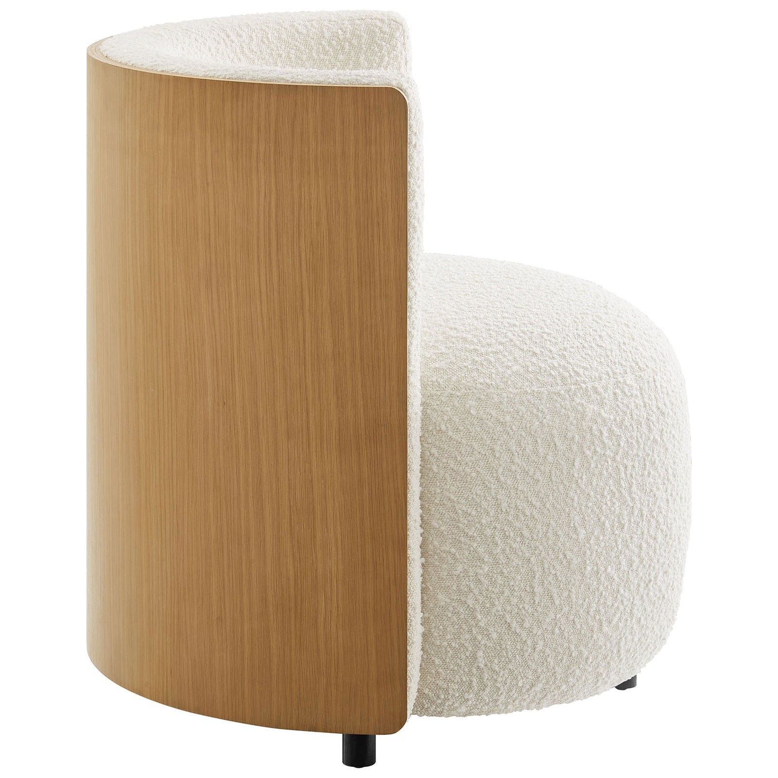 Sleek natural veneer side panel flows into the barrel back for sculptural warmth || EEI-6994-NAT-IVO || side_studio
