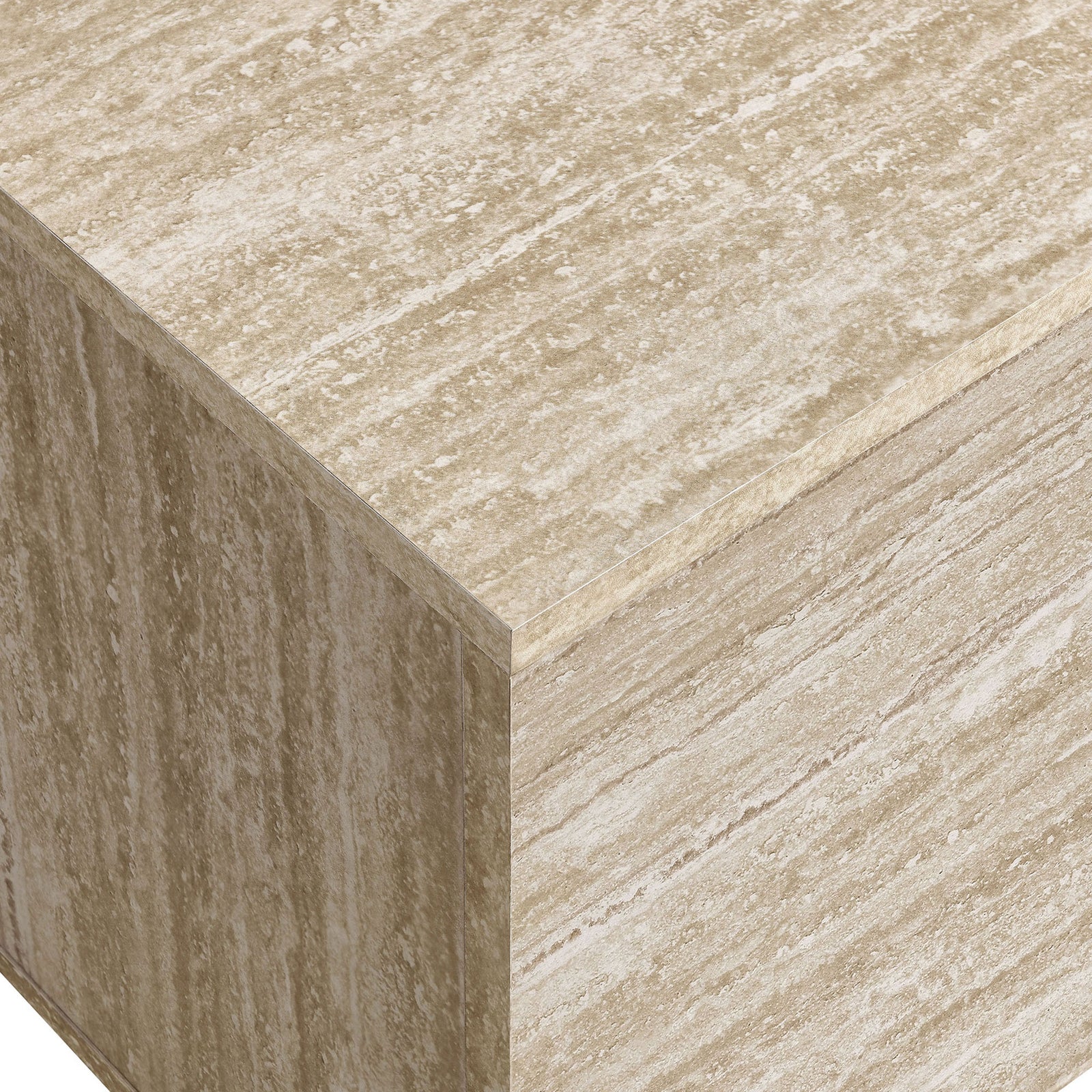 Travertine-look laminate finish highlighting its warm, natural stone texture || EEI-7006-TRA || swatch_studio
