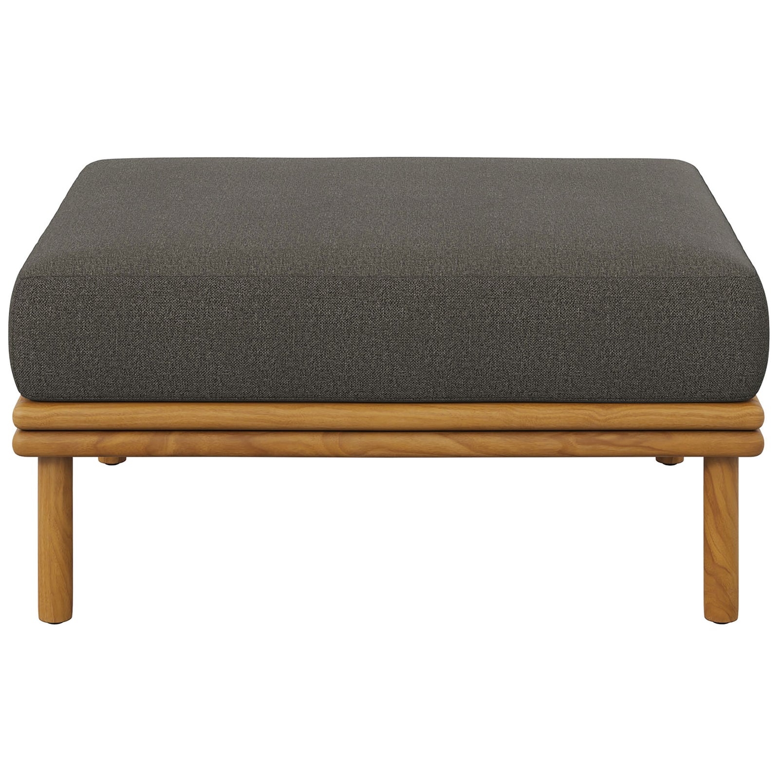 Wide, low-profile ottoman invites relaxed lounging while complementing contemporary outdoor furniture. || EEI-7009-NAT-FLI || front_studio