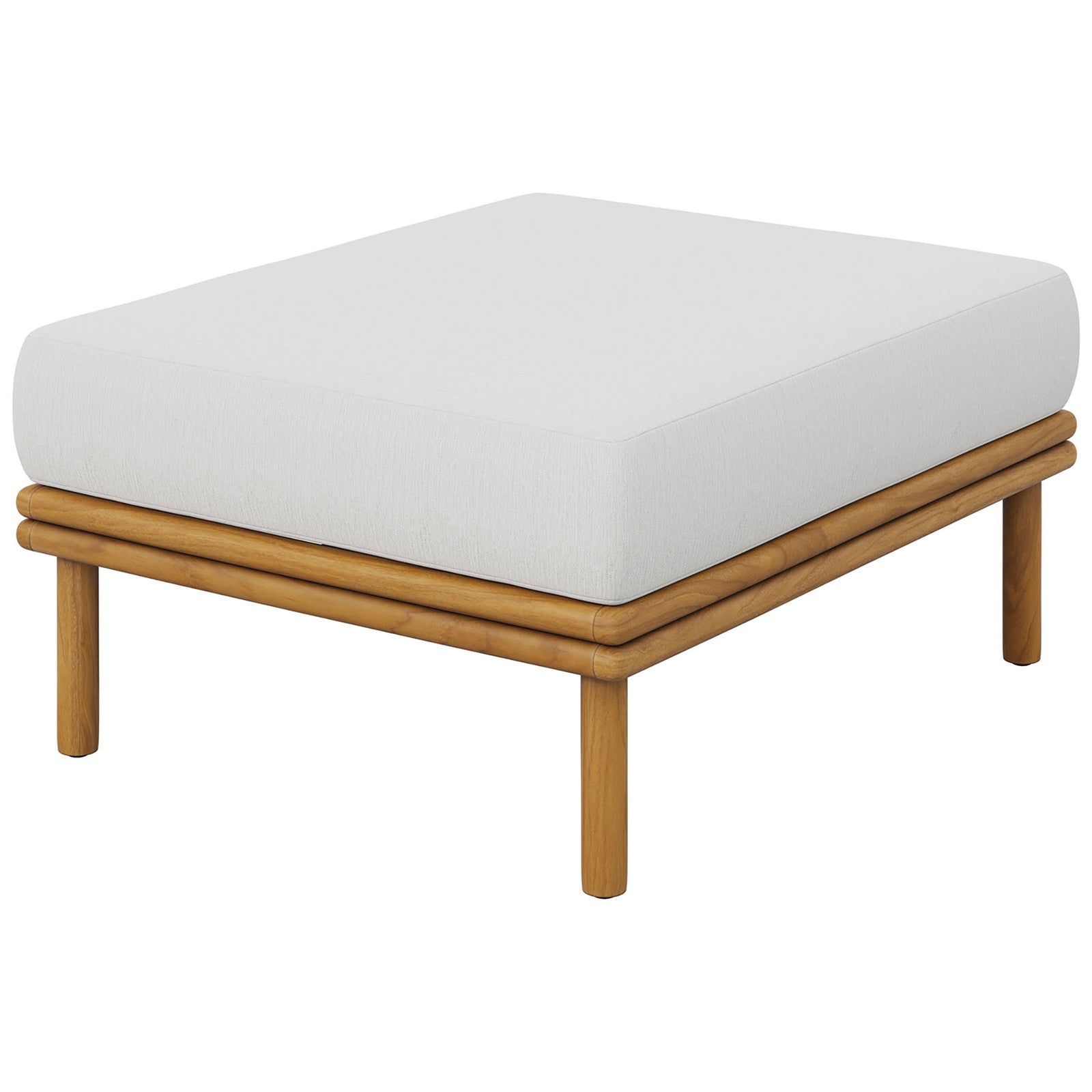 Teak wood tones and a bright sail-white cushion create a fresh, coastal look for your outdoor lounge. || EEI-7009-NAT-SAI || front_angle_studio