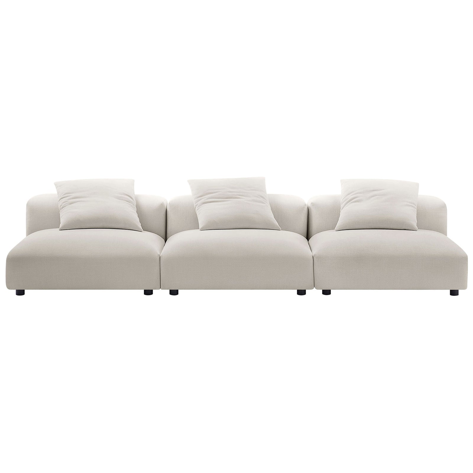 Solace modular 3-piece sofa in salt upholstery with deep cushioned seats and lounge-style profile || EEI-7035-SAL || front_studio
