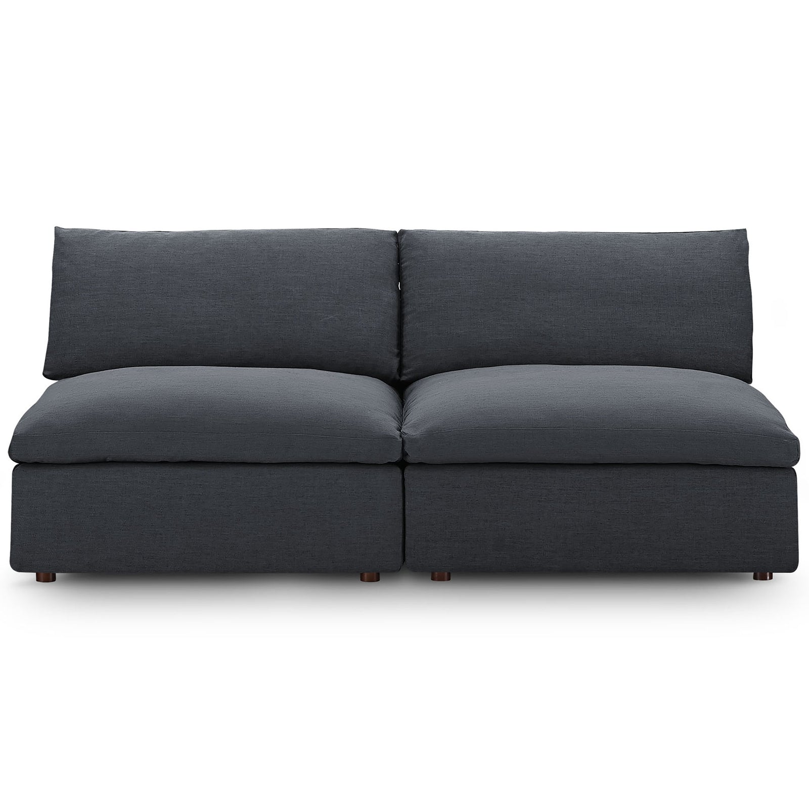 Gray Commix loveseat with broad, inviting seat and relaxed pillow backs || EEI-7042-GRY || front_studio