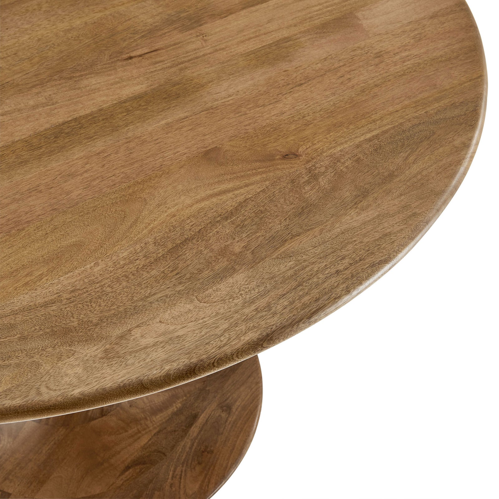 Solid wood tabletop with warm natural tones and subtle variation in the mango wood grain || EEI-7051-NAT || detail_studio
