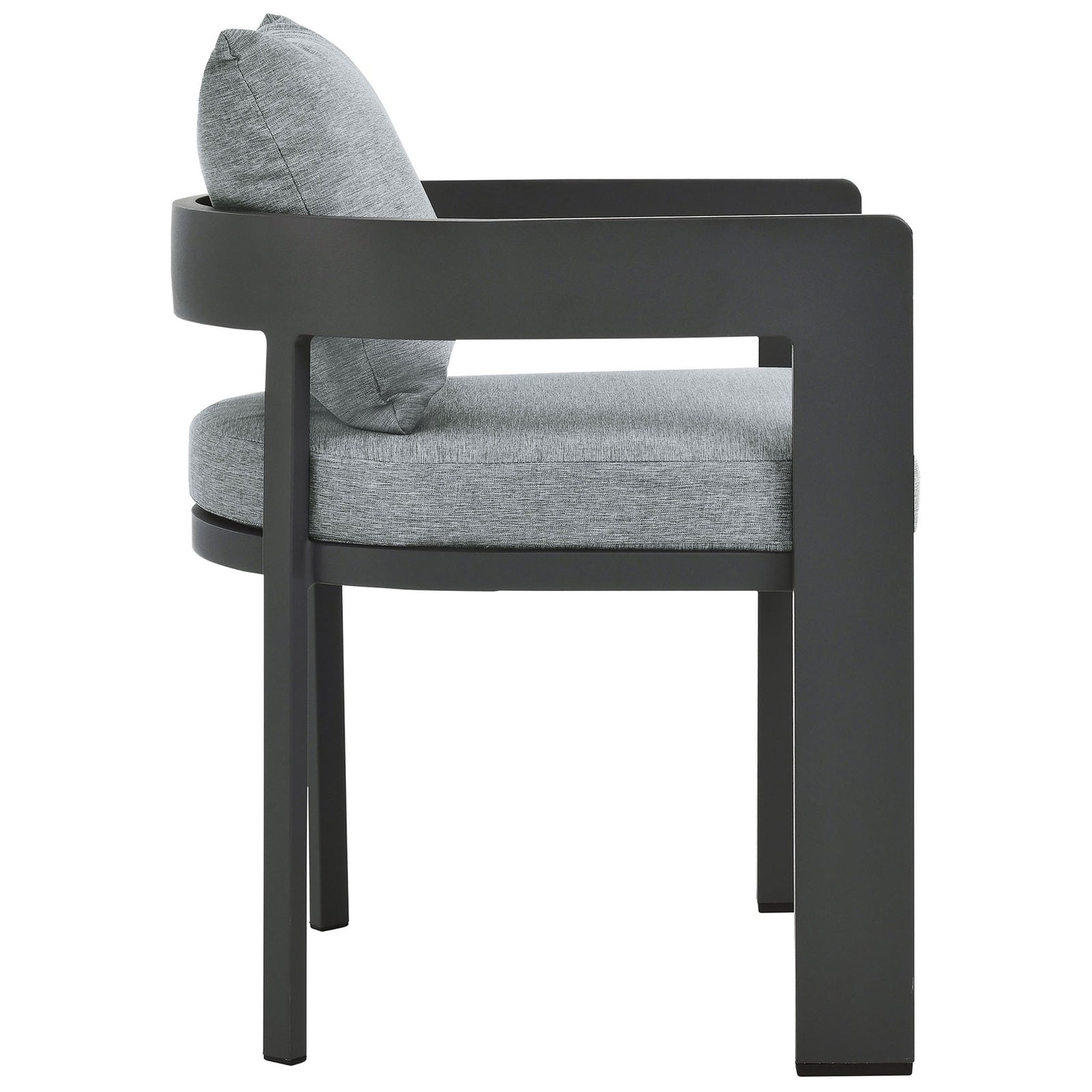 Side profile of Tahoe outdoor chair highlighting wraparound back, smooth arms, and thick seat cushion || EEI-7053-GRY-GRY || side_studio