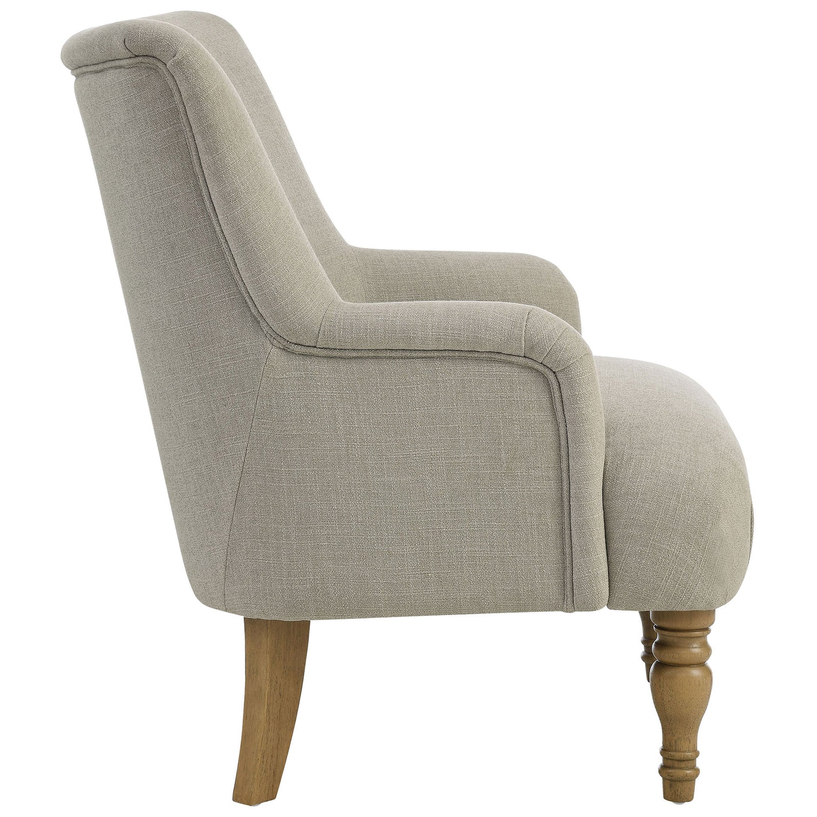 Graceful slope arms and cushioned seat offer supportive comfort in a refined silhouette || EEI-7057-LIN || side_studio