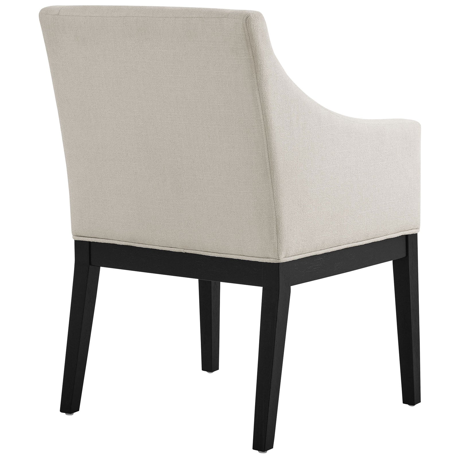 Alton upholstered armchair featuring a smooth wraparound backrest and sturdy black wood base || EEI-7058-SAL-BLK || back_angle_studio