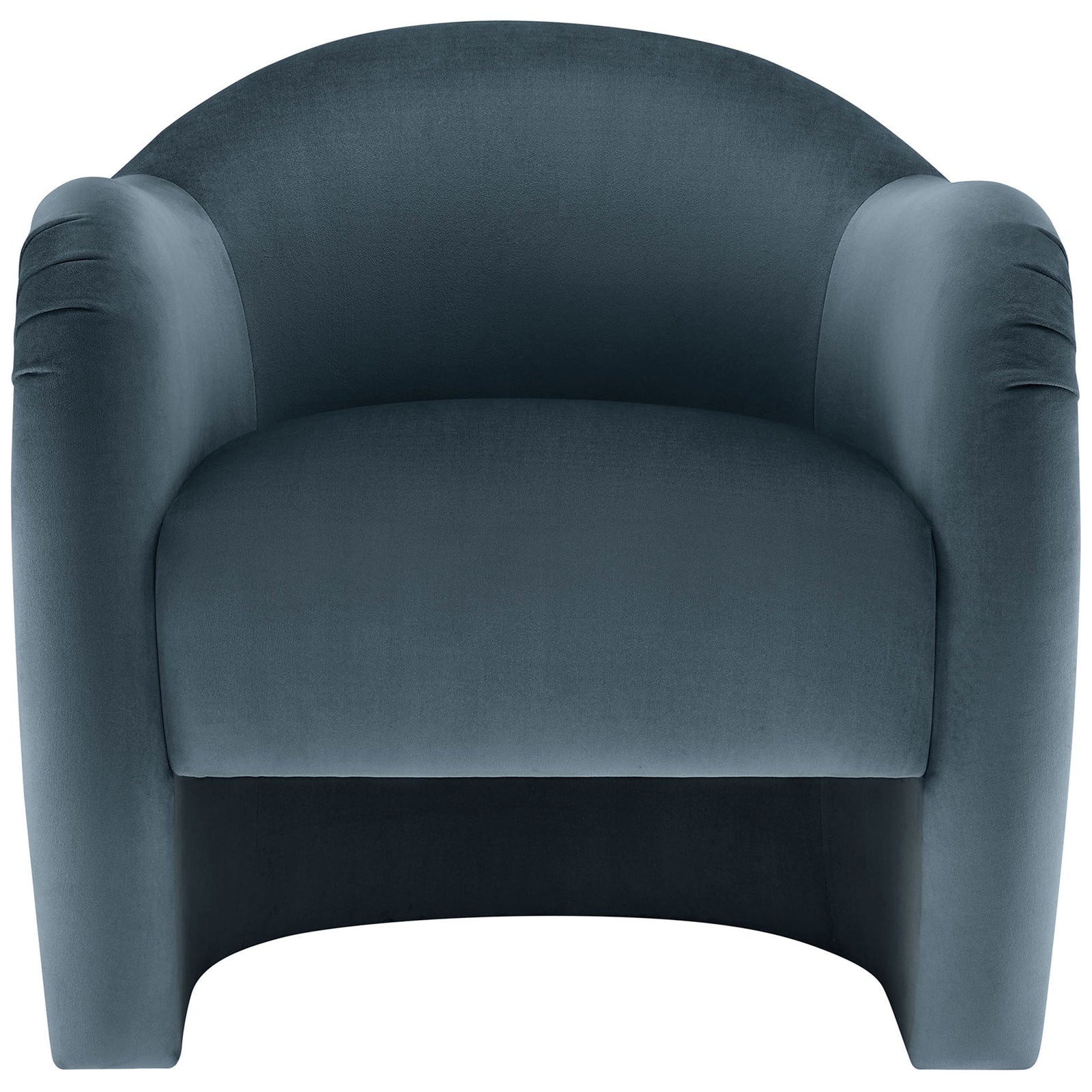 Rounded barrel silhouette in cadet blue velvet with a plush, supportive seat || EEI-7074-CAB || front_studio